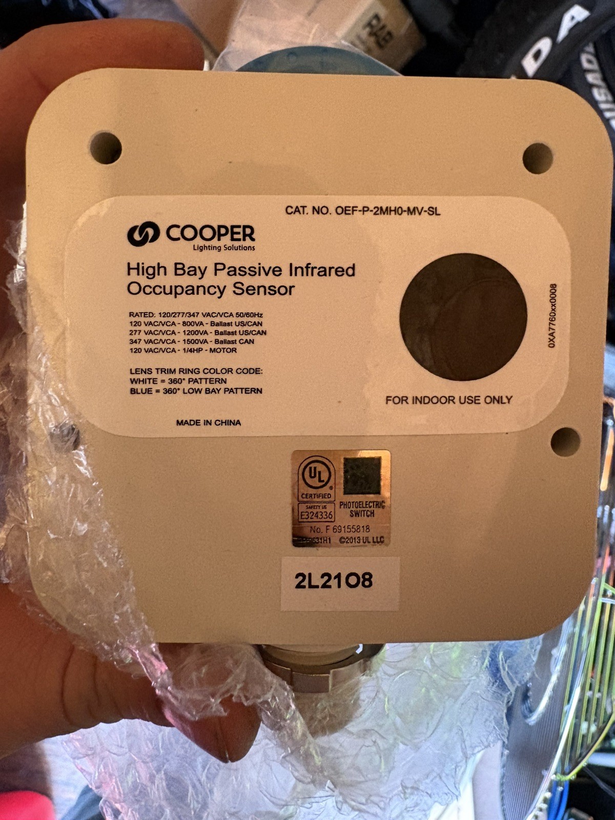 Cooper OEF-P-2MH0-MV-SL High Bay Passive Infrared Occupancy Sensor