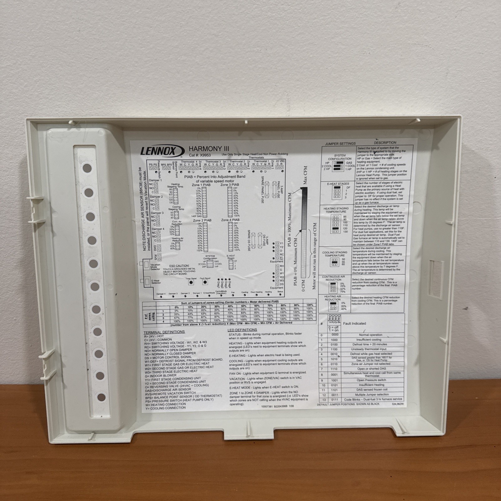 Lennox X9953 Harmony III Zone Control Panel Harmony 3