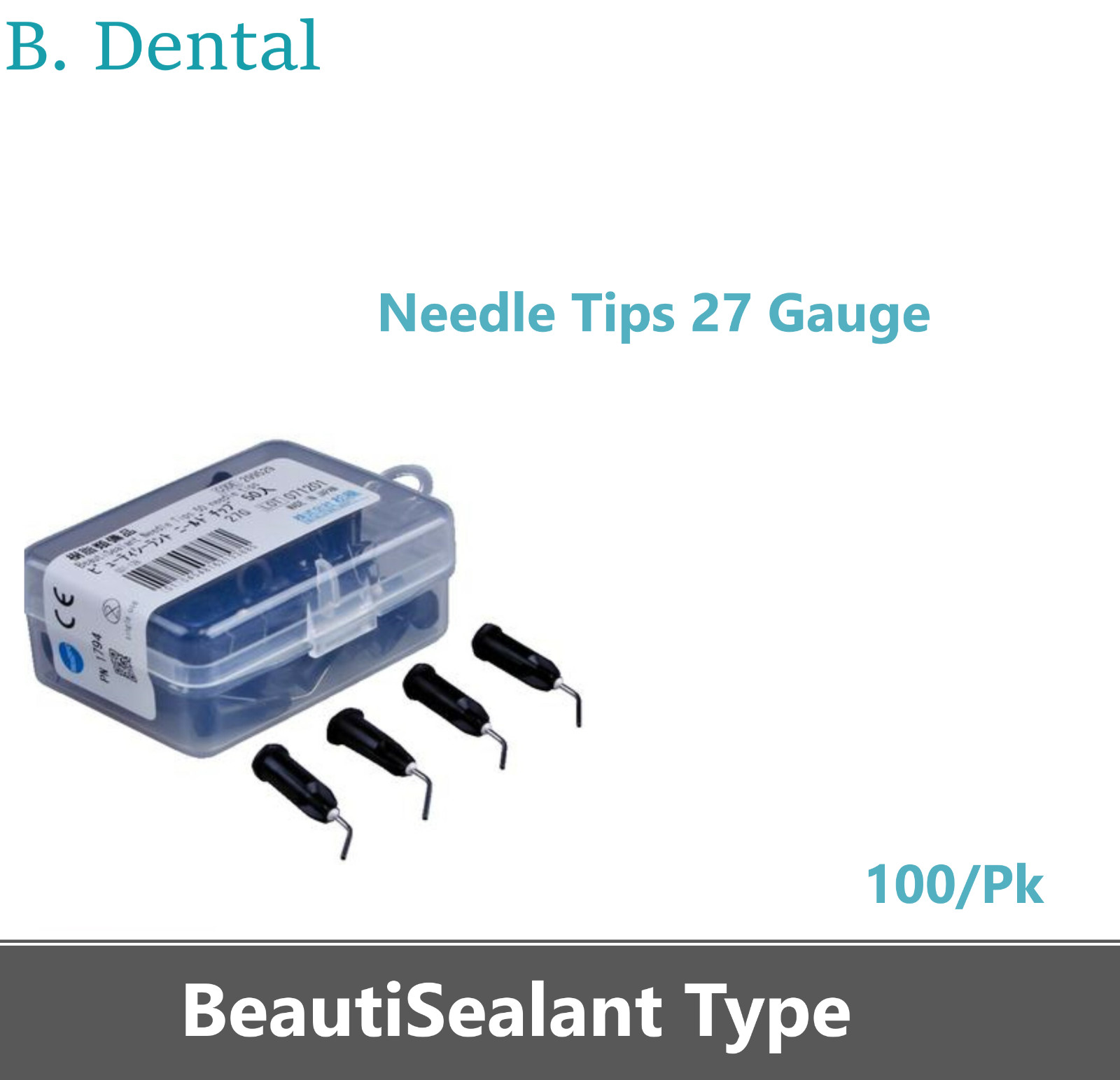 Dental BeautiSealant Needle Tips 27 Gauge, Releasing Pit Fissure Sealant, 100/Pk