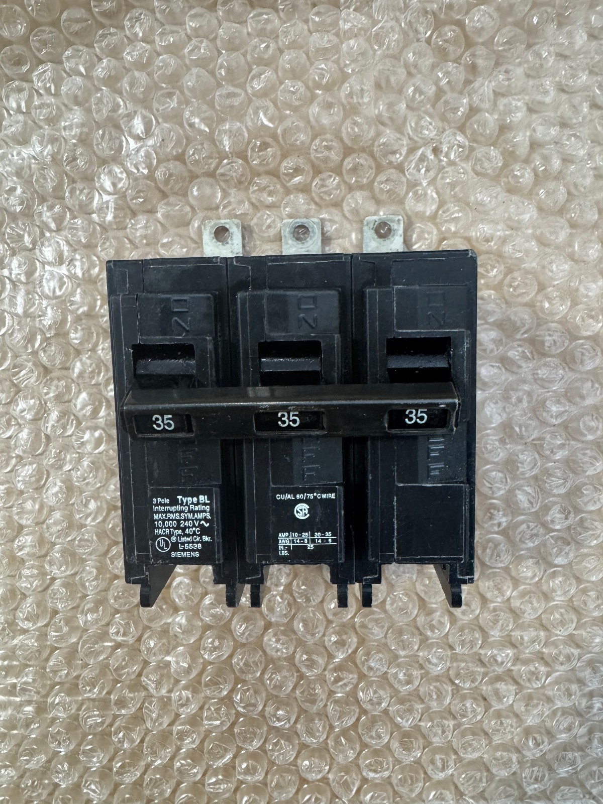 Siemens B335 Bolt-on Circuit Breaker 3P 35A 240V New Free Shipping