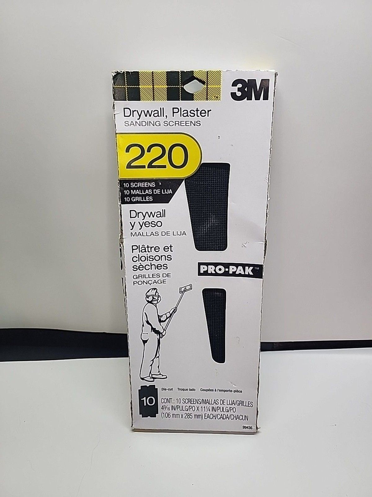 3M 99436 Drywall Sanding Screens, 220-Grit, 4-3/16″ x 11-1/4″, Black, 1-Pk of 10