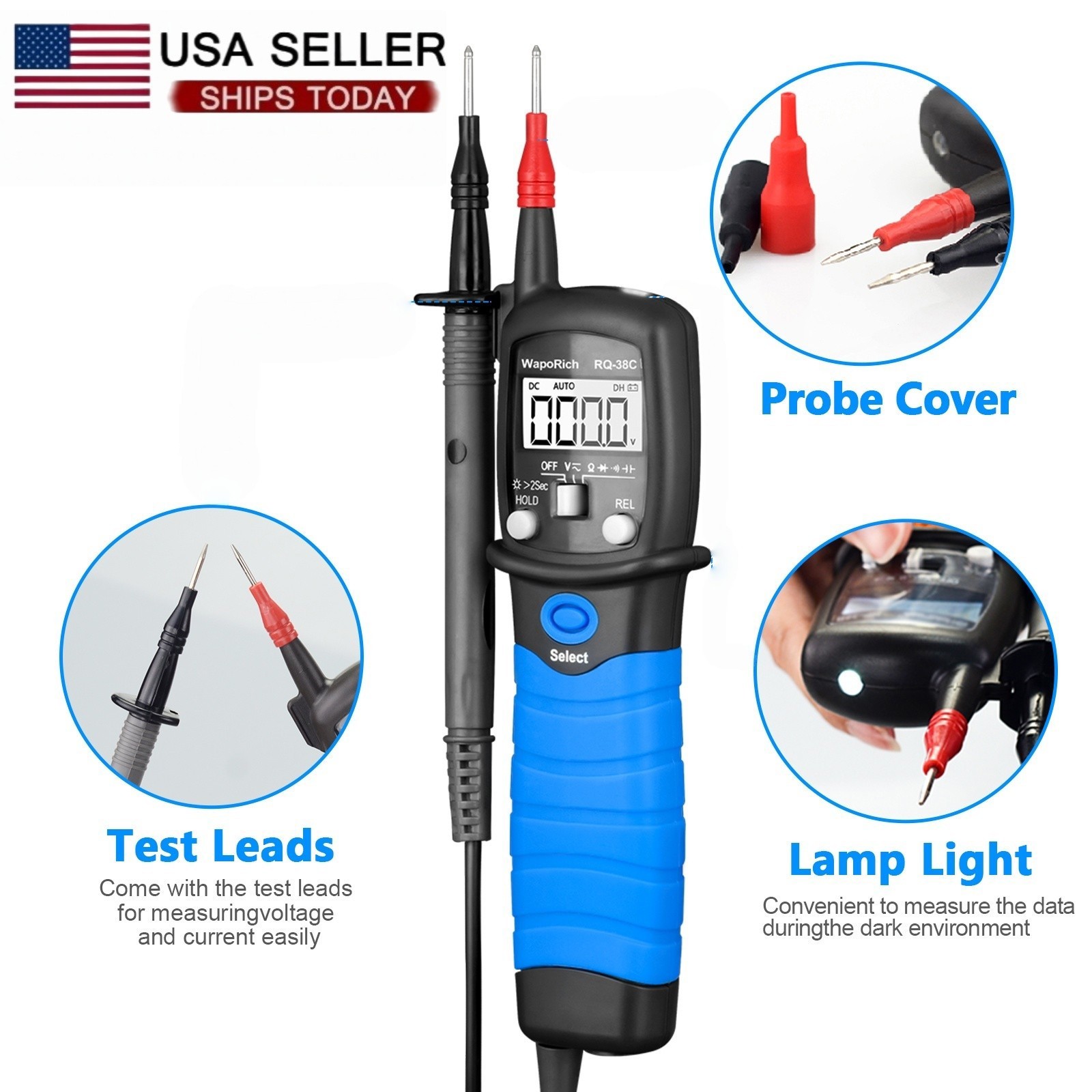 Pen-Type Digital Multimeter 6000 Counts 600V True RMS 60MΩ 60mF Backlit LCD