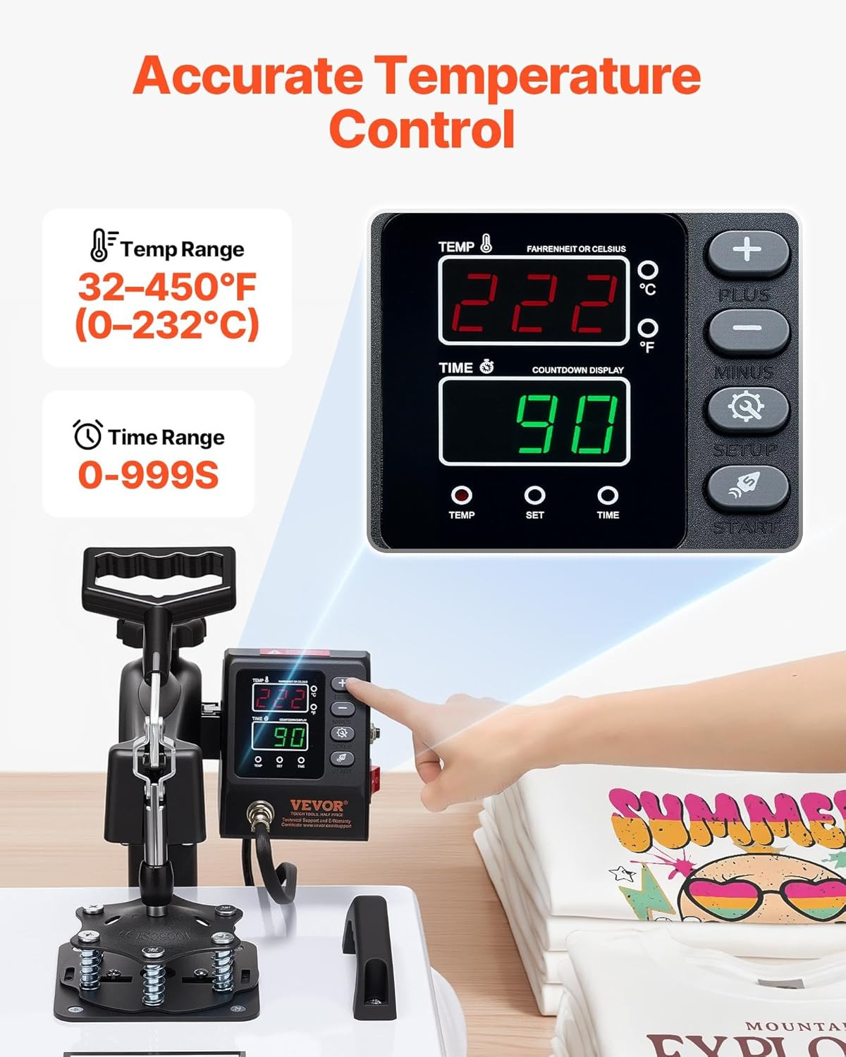 Heat Press Machine, 15 X 15 In, 2-In-1 Multifunction, 360° Swing Away, 1200W Dou