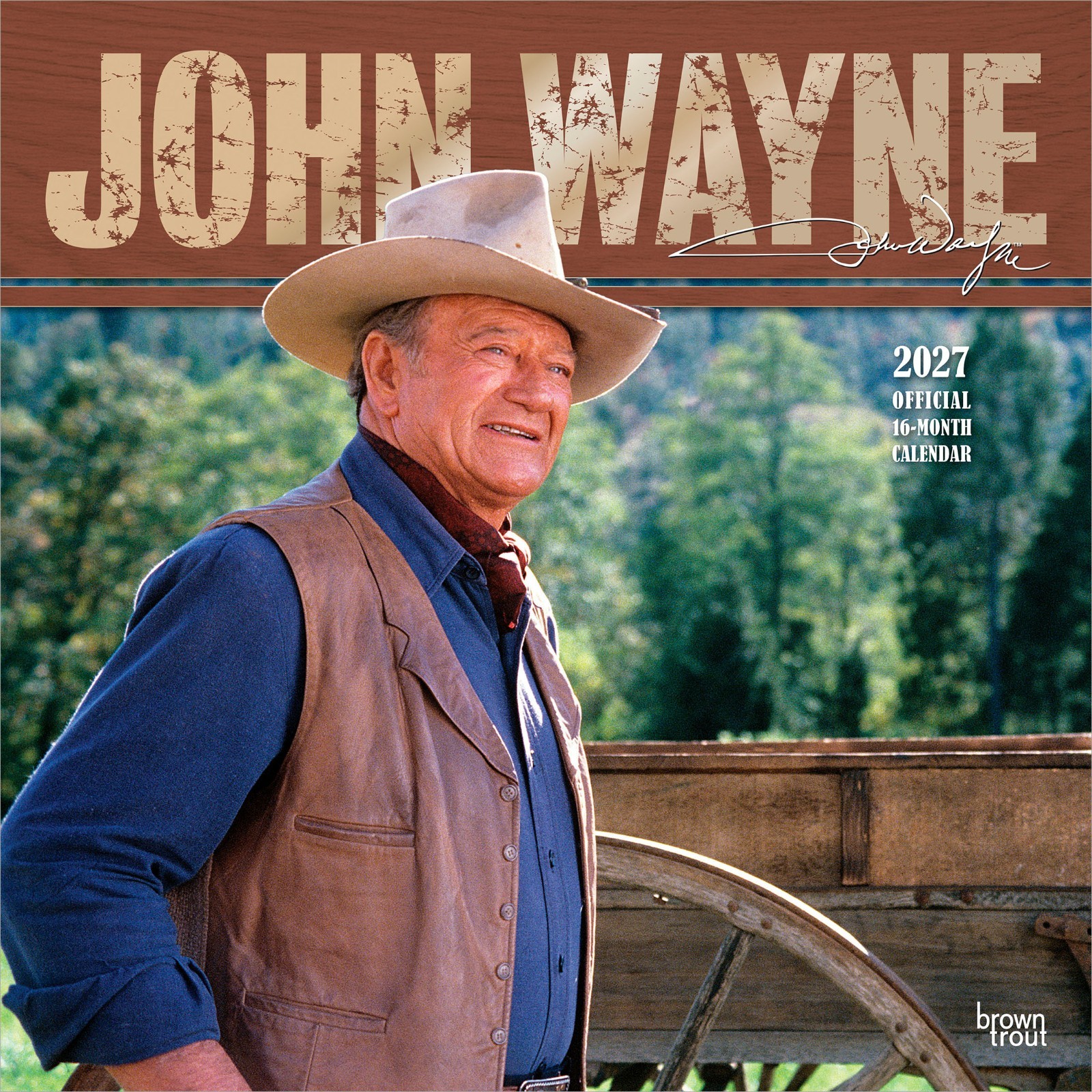 John Wayne OFFICIAL | 2027 12×24″ (Hanging) Wall Calendar | Foil Stamped Cover