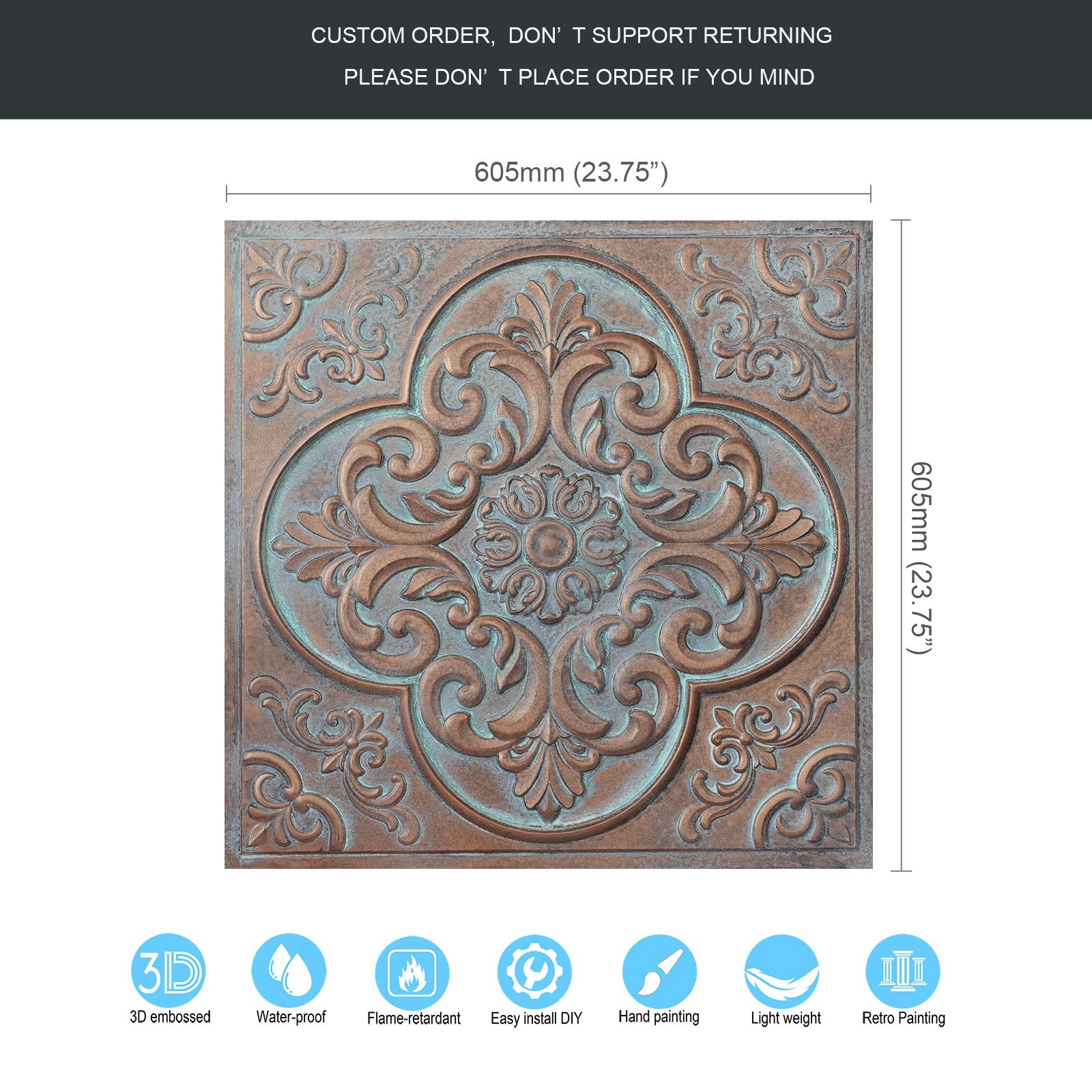 Decorative ceiling tile Emboss interior wall panel for Nightclub PL88 10Pcs