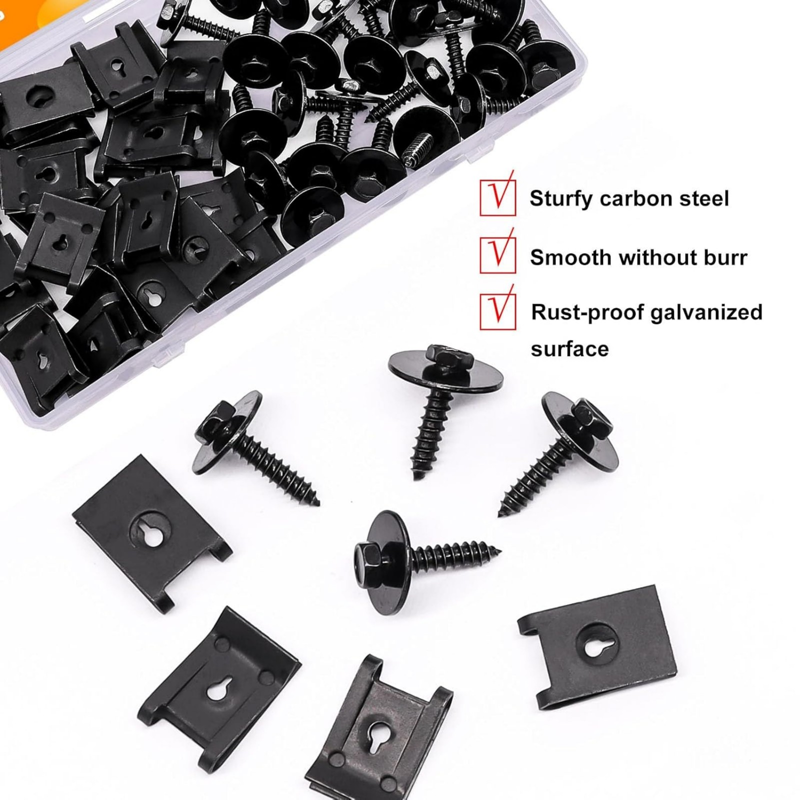 50PCS Universal M4.2 Fender Liner Screws U-Nut Clips Car Engine Splash Fasteners