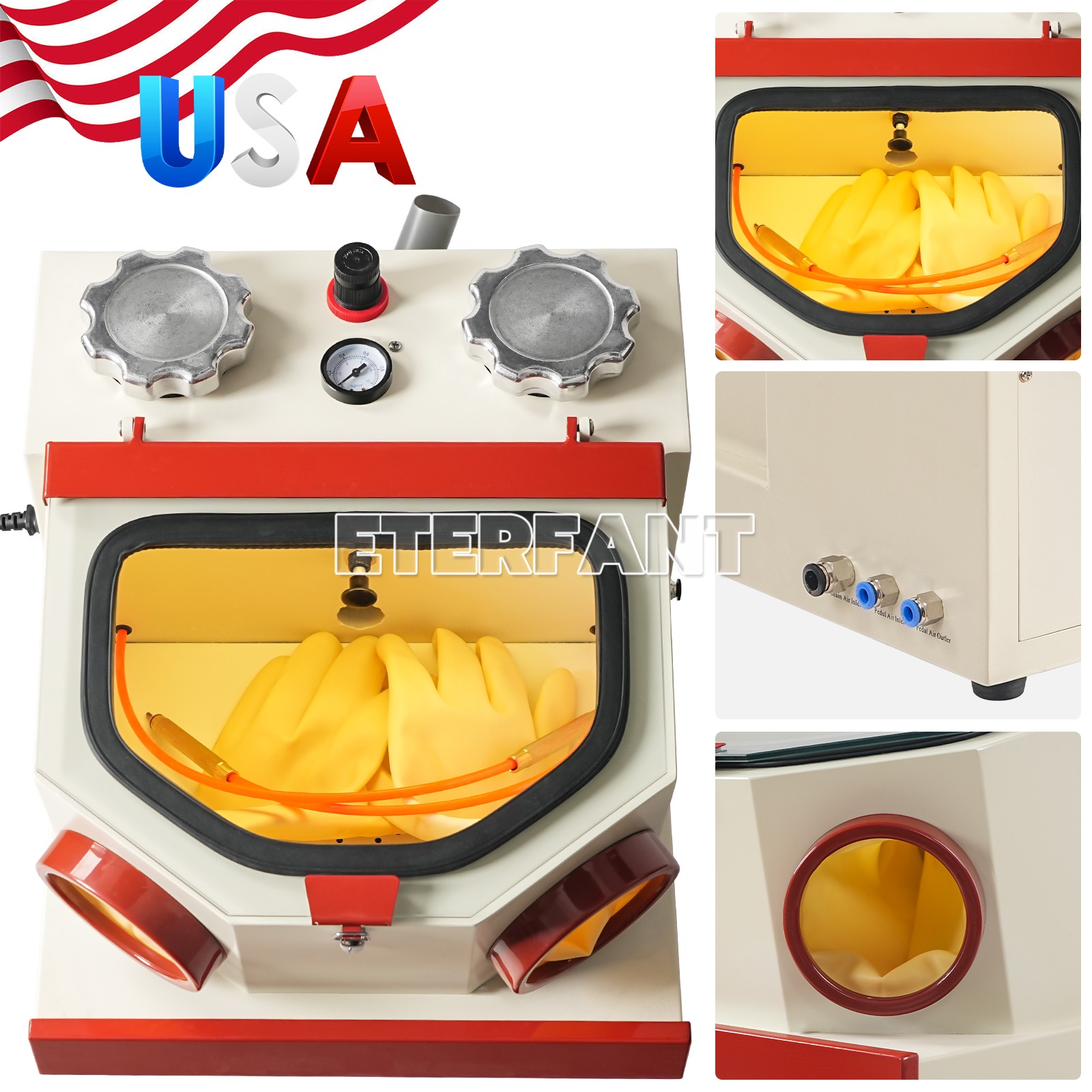 ETERFANT Dental Lab Twin Pen Sandblaster with LED Strip Light 2 Aluminum Tanks