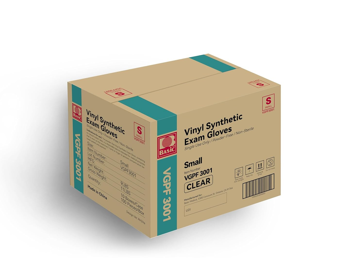 Basic 1000 Pack VGPF3001 Clear Small Disposable Gloves – Latex and Powder-Free