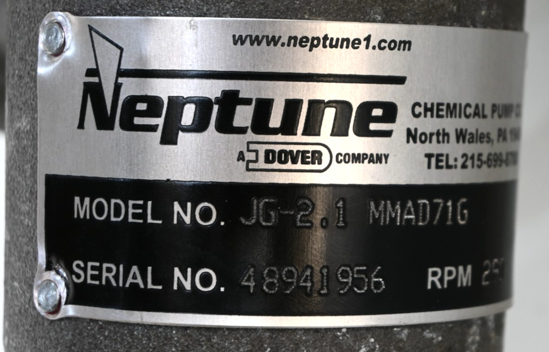 DOVER NEPTUNE JG-2.1 MMAD71G PORTABLE GEAR DRIVE TANK MIXER 290 RPM