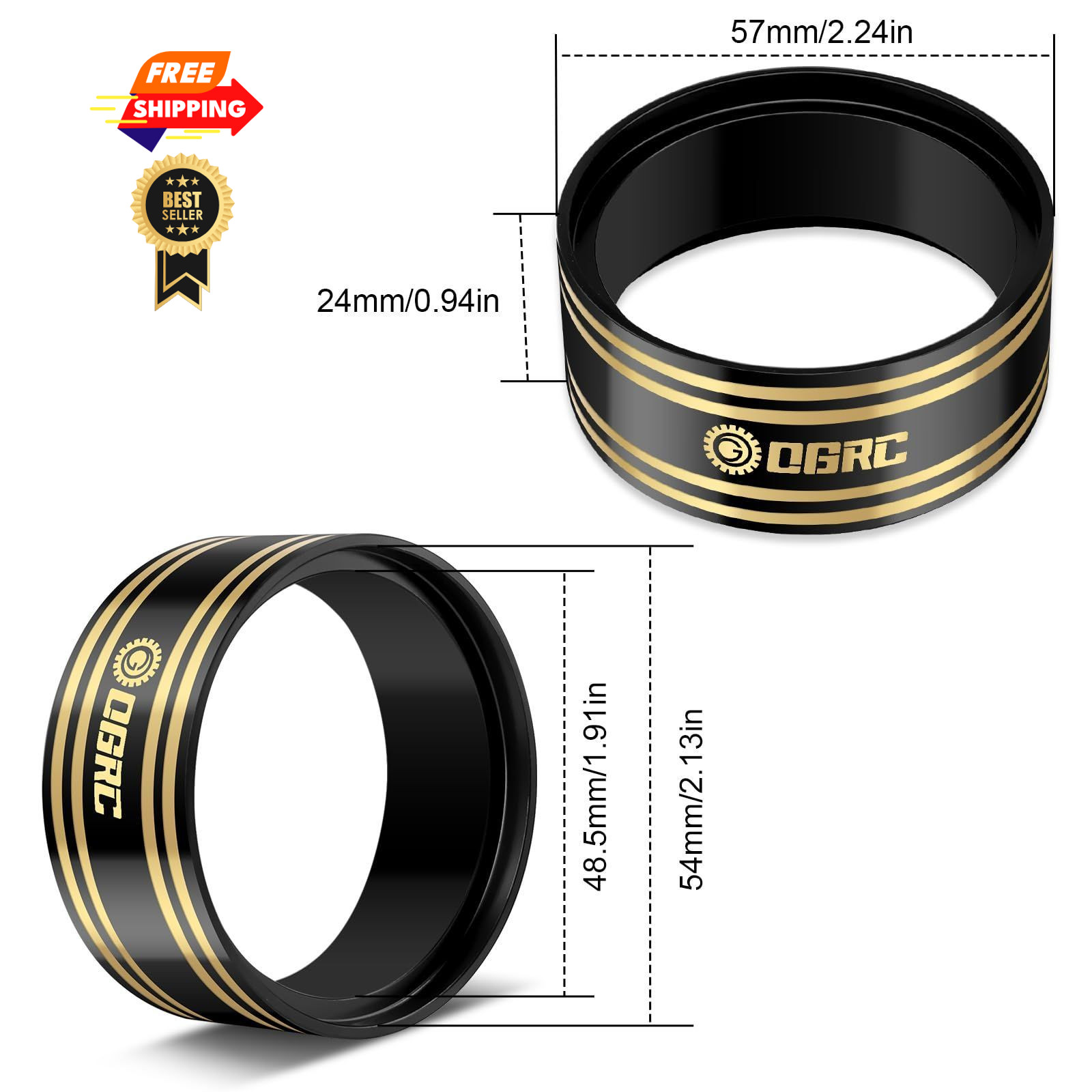 OGRC 1.9 Brass Inner Clamp Ring 110g Wheel Weights Fits Inches, Black