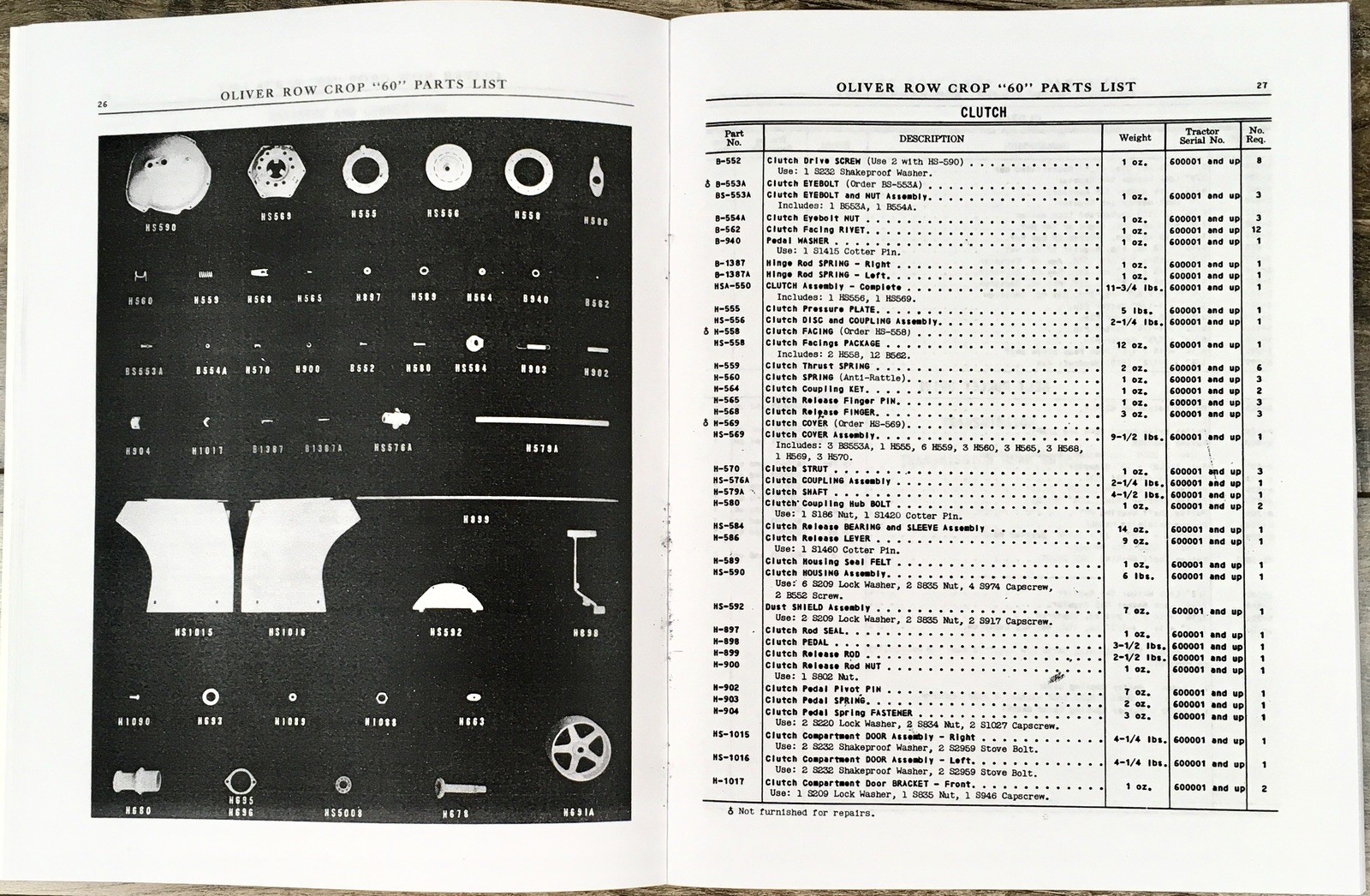 Oliver 60 Row Crop Tractor Parts Operators Manual Set Owners Catalog Book