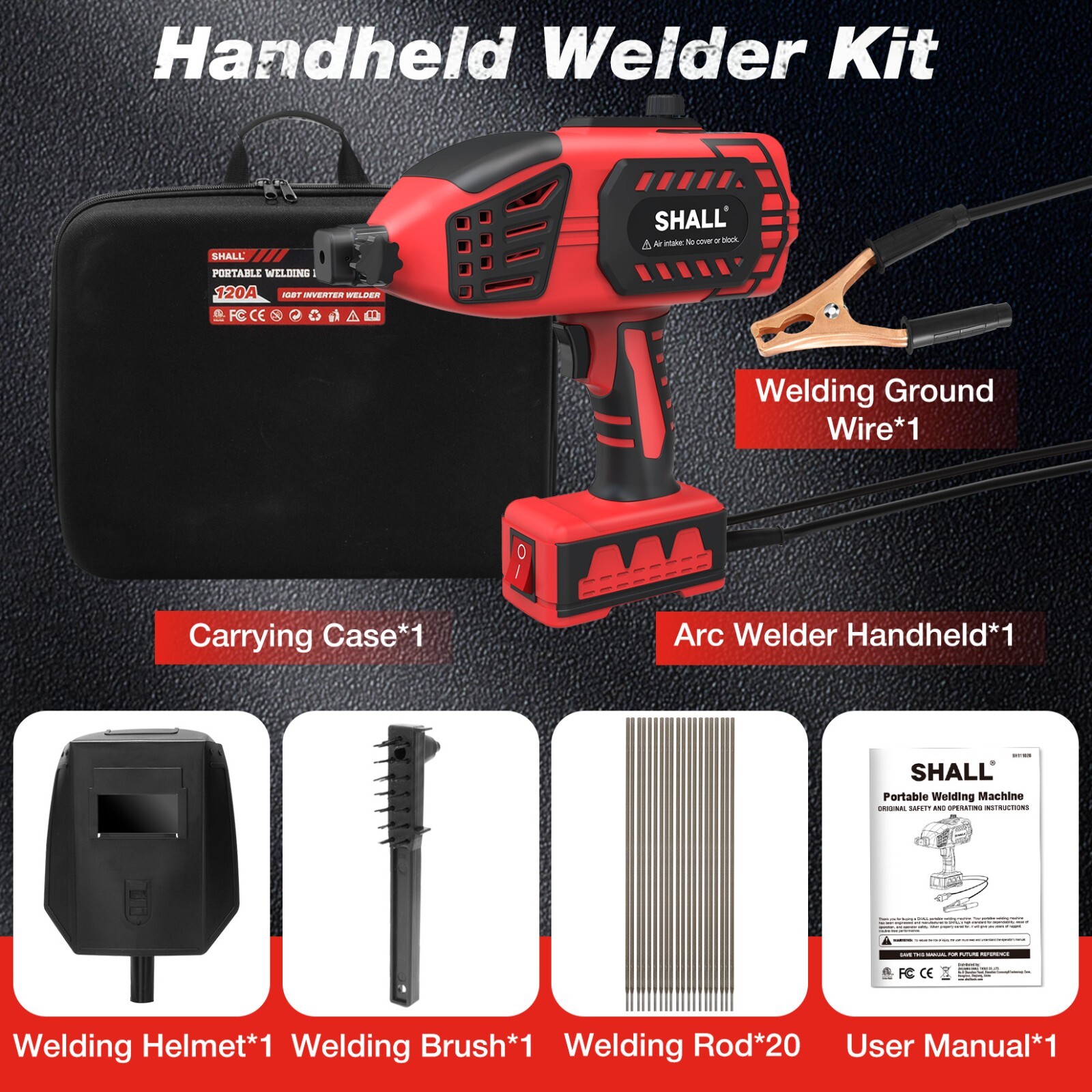SHALL Portable Electric Welding Machine, 110V ARC Welder with IGBT Inverter