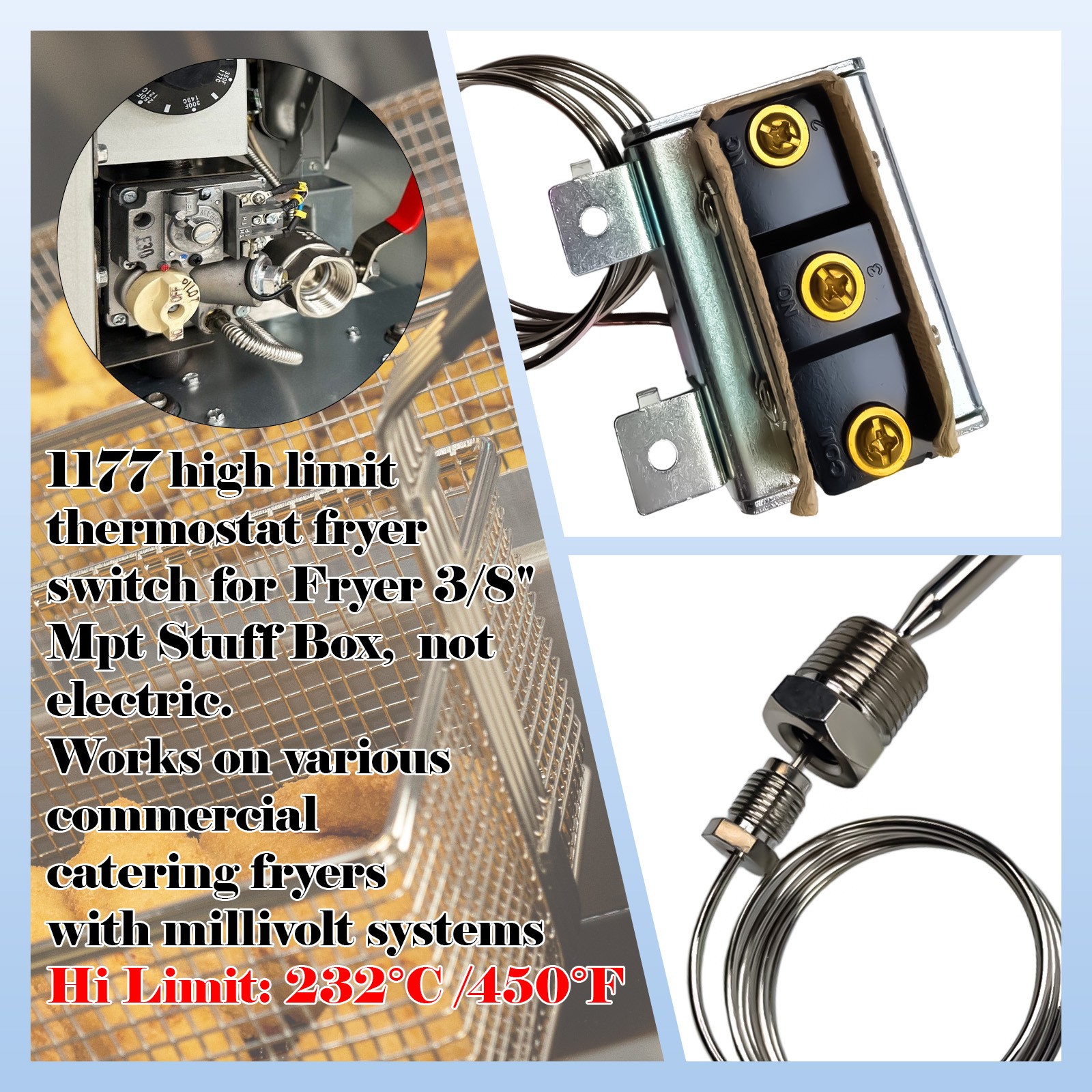 High Limit Switch Safety Thermostat Fit For Imperial Anets Tri-Star Fryer