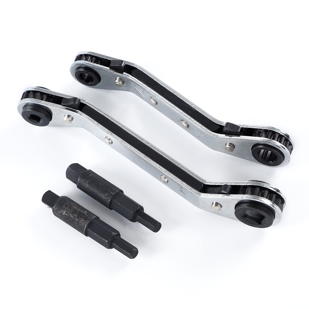 3/8” to 1/4”, 5/16” x 1/4” Refrigeration Hvac Service Wrench Set+Hex Bit Kit