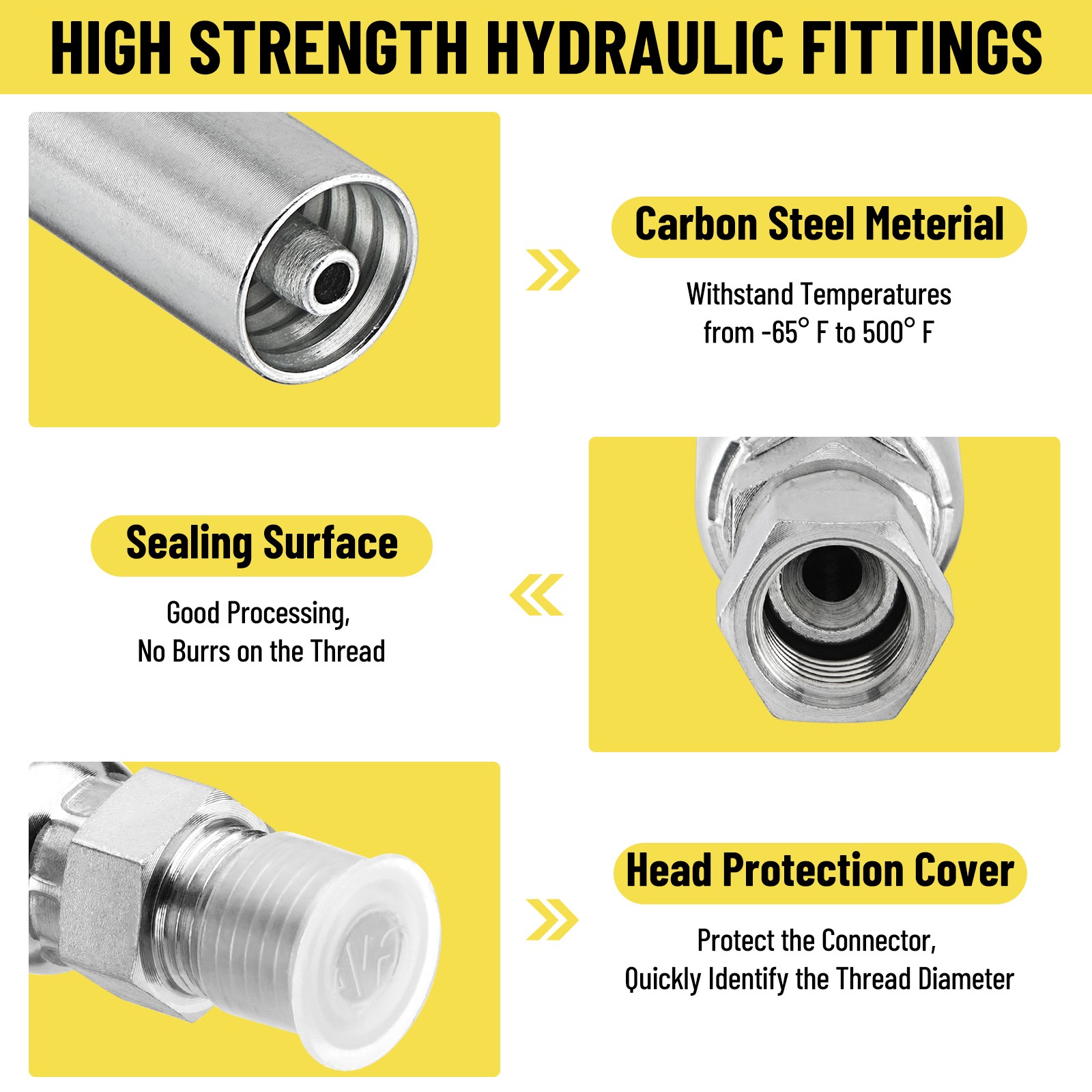 50FT 1/4″ Hydraulic Hose w/ 16 Fittings (JIC Female & NPTF Male & JIC Female 90°