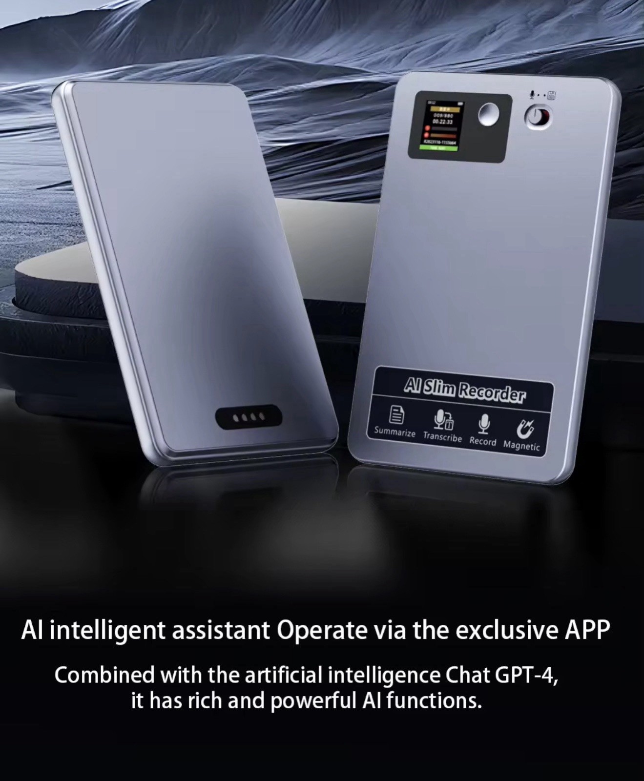 AI Voice Recorder ChatGPT 64GB 35H 118 Languages Transcribe Summarize Magnetic