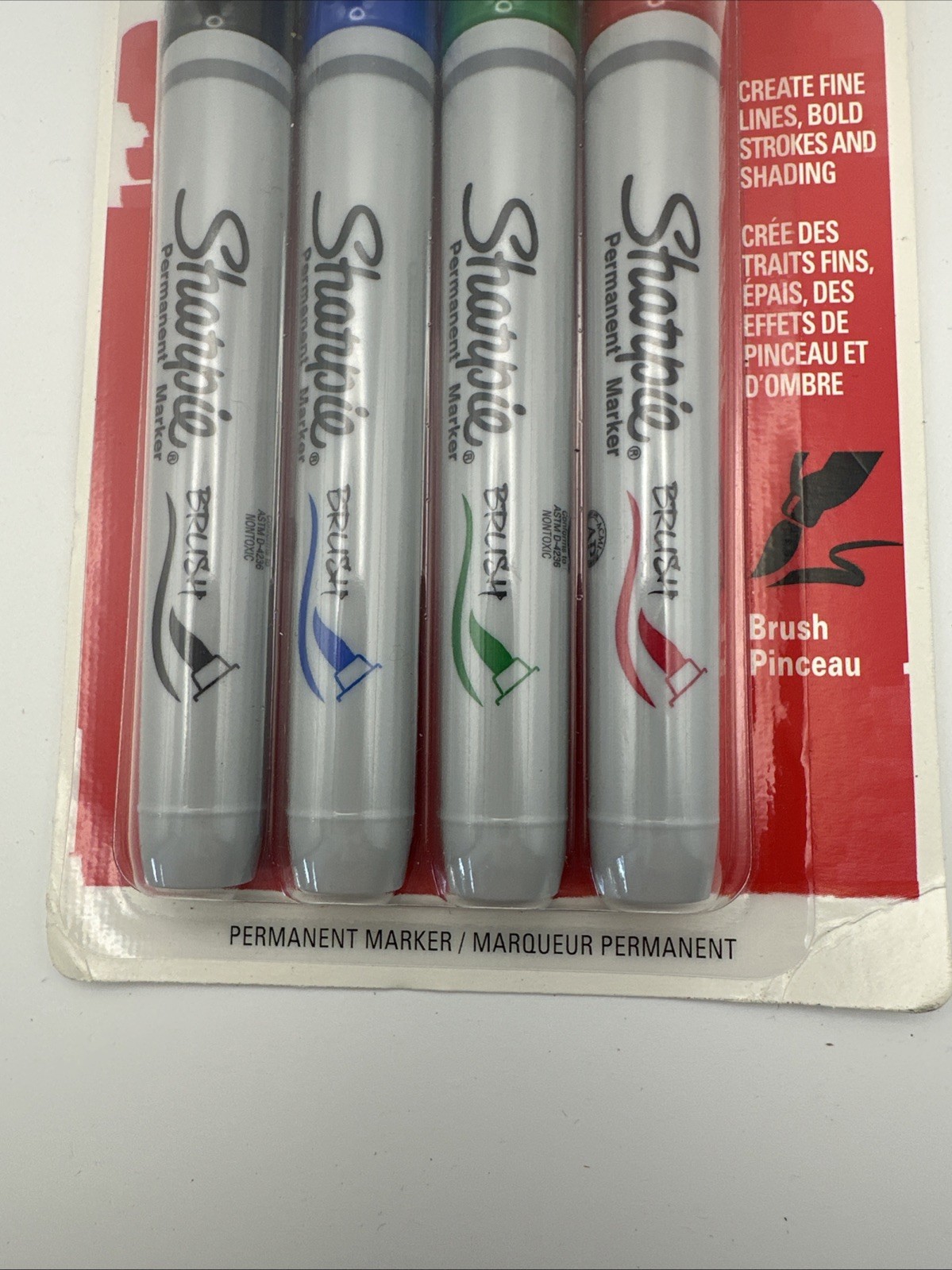 Sharpie Brush Tip Permanent Marker New Old Stock 2012 Four Black Blue Green Red