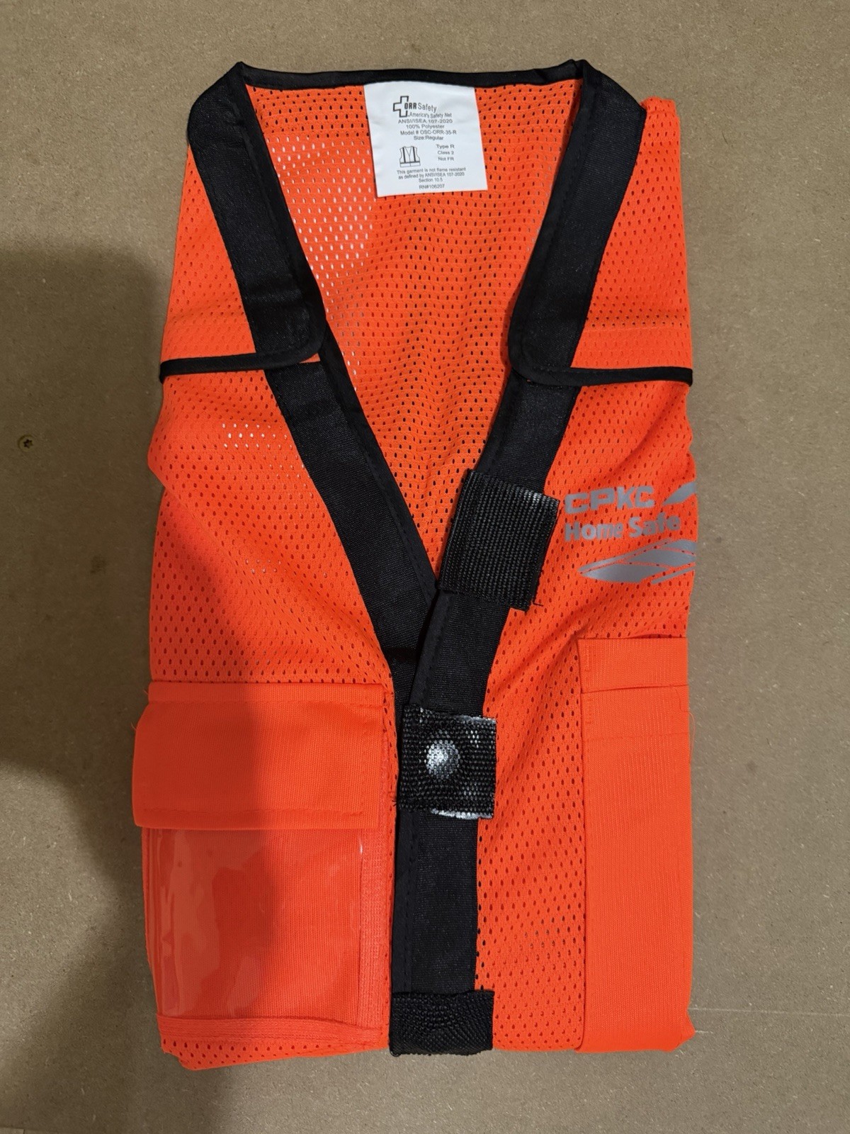 CPKC Employee issued PPE Hi-Visibility Orange Vest Size Large Reg. branded logo