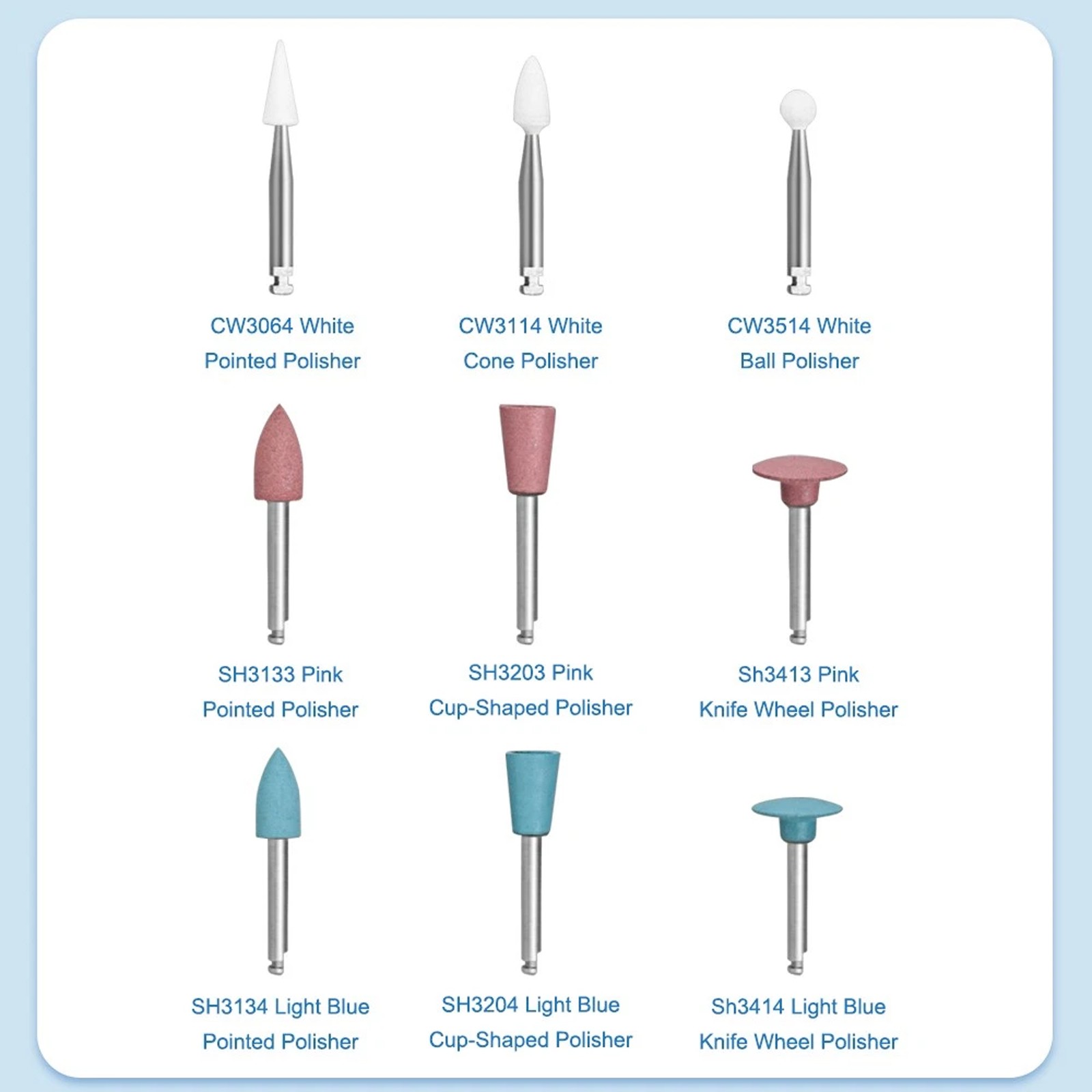 Dental Composite Polishing Kit Diamond RA HP Polisher Burs F Contra Angle 2.35mm