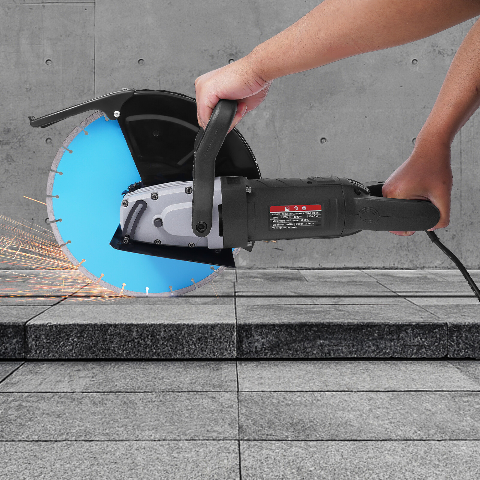 14» Electric Concrete Saw Z1E-355 Cut Off Saw with Water Pump and Blade