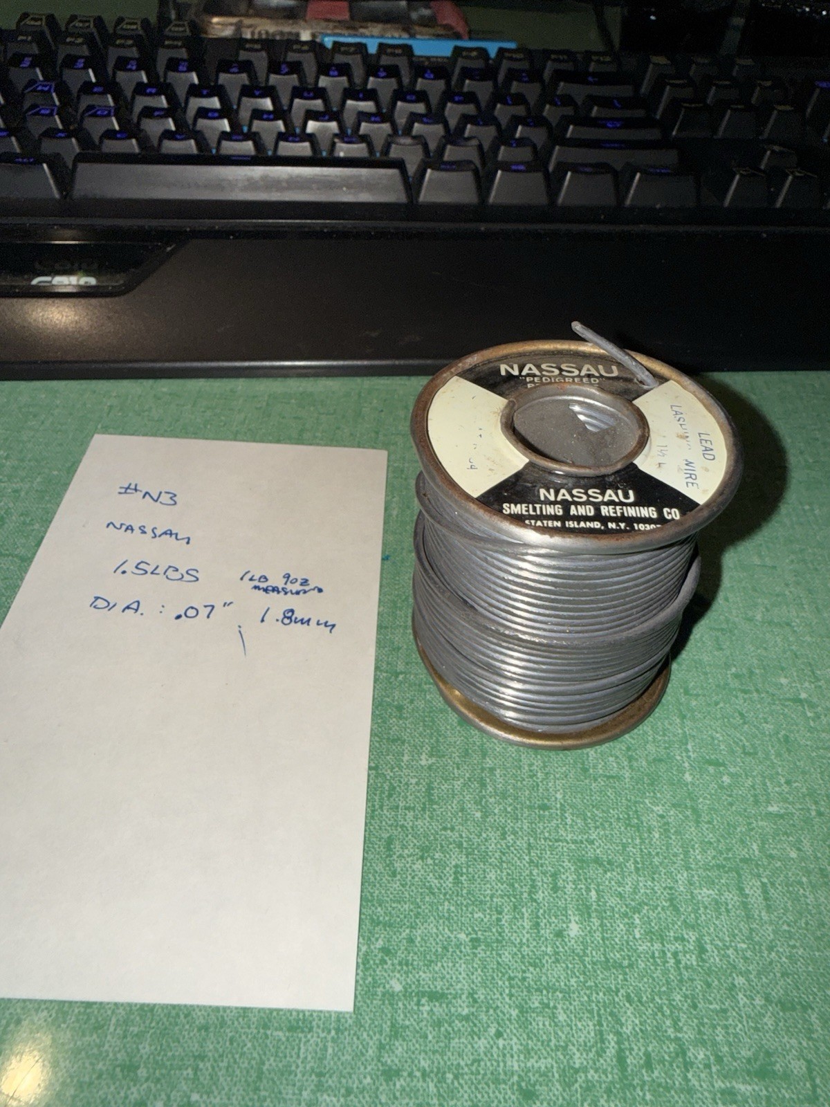 1.5 lbs Nassau Smelting & Refining Co, Rosin Core Solder Lashing wire #n3