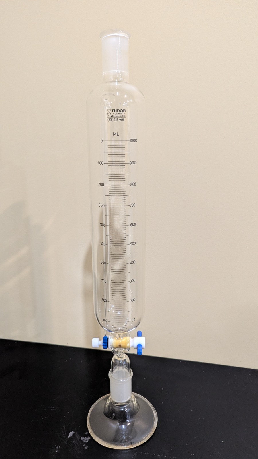 1000mL Addition Funnel, Graduated, PTFE Metering Stopcock, 29/42