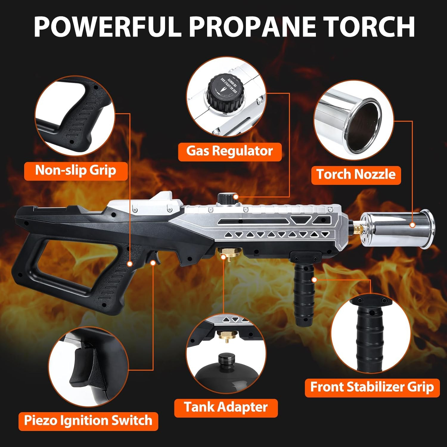 Adjustable Powerful Propane Torch, Flame Thrower Gun & Weed Torch Burner