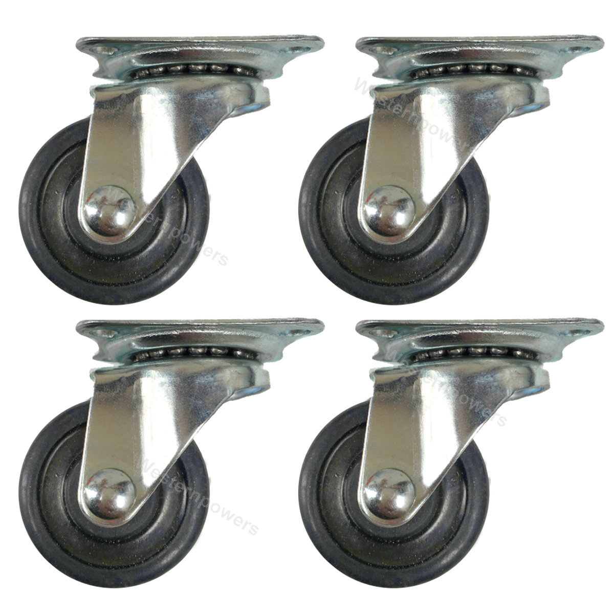 4 Pack 3 inch Swivel Caster Rubber Wheels Top Plate Bearing Heavy Duty