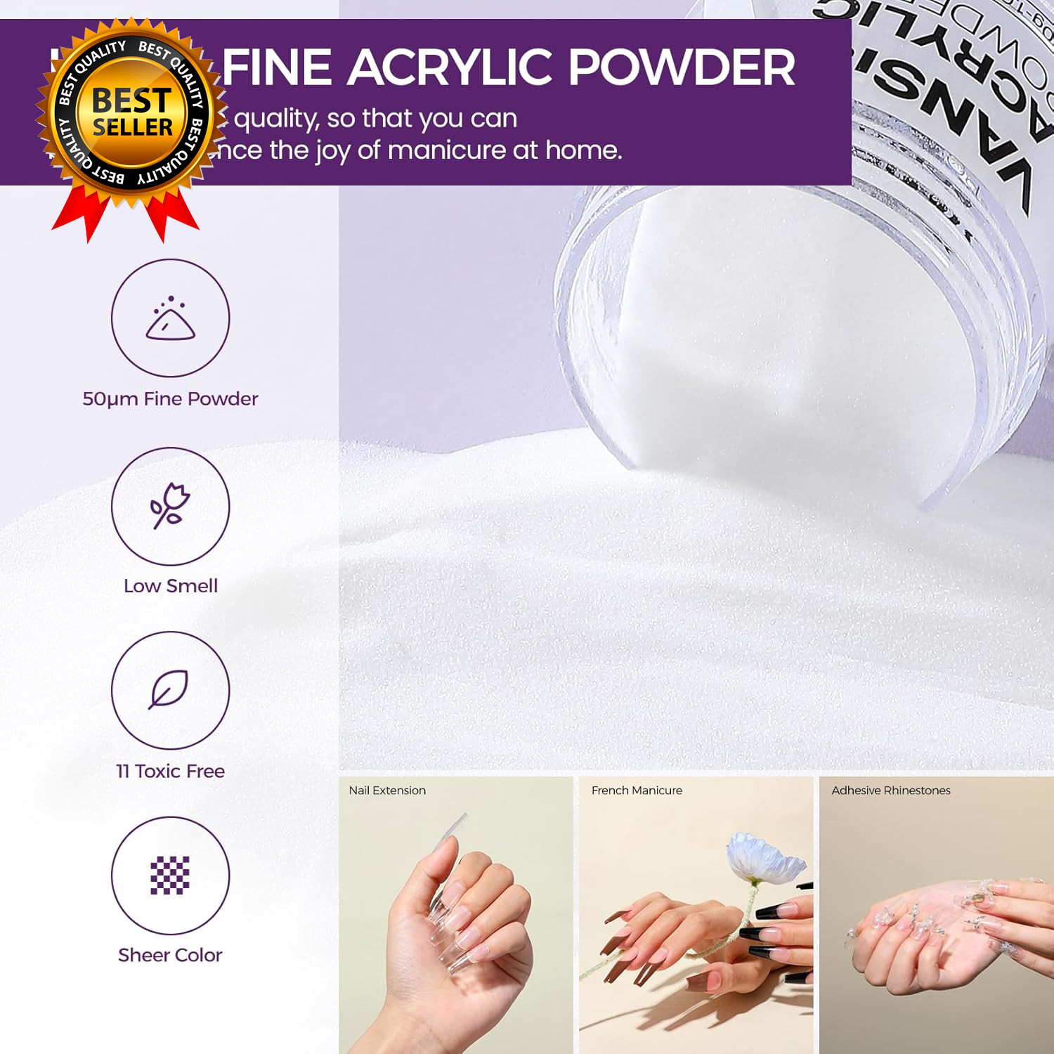 Acrylic Nail Kit 30G Clear Acrylic Powder and 75Ml Liquid Set with Nail