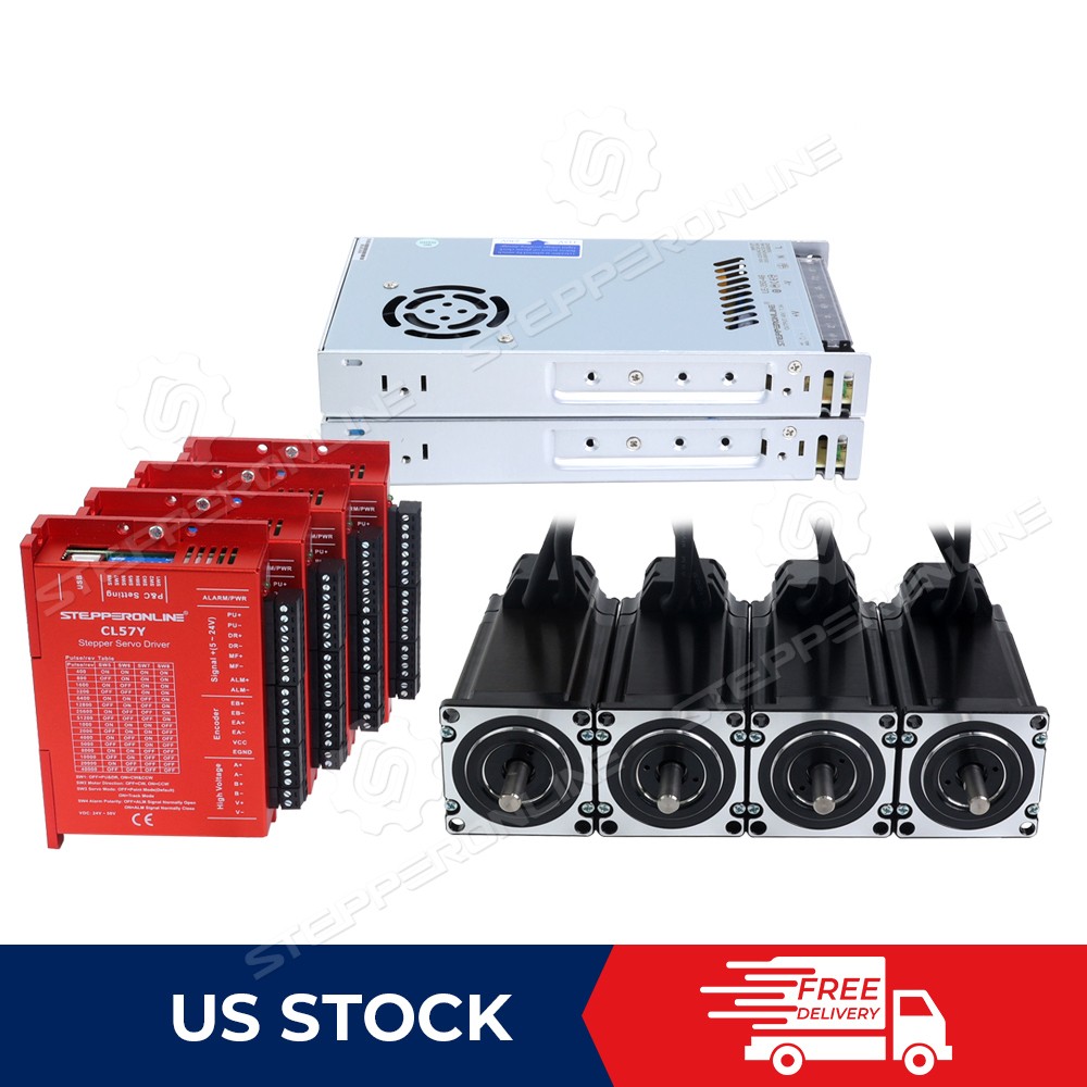 STEPPERONLINE 4 Axis Nema 23 57 Closed Loop Stepper Motor 425oz.in & Driver Kit
