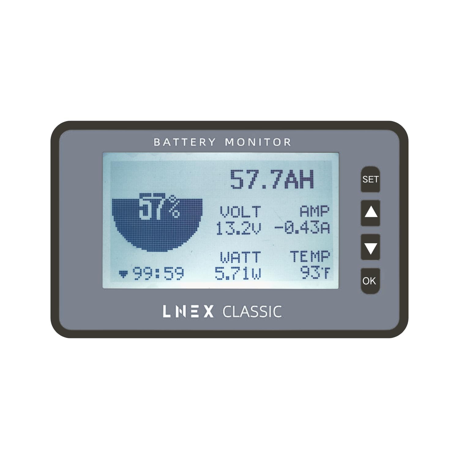 Battery Monitor 500A with Shunt, 3″ Backlight, Programmable Alarm for RVs