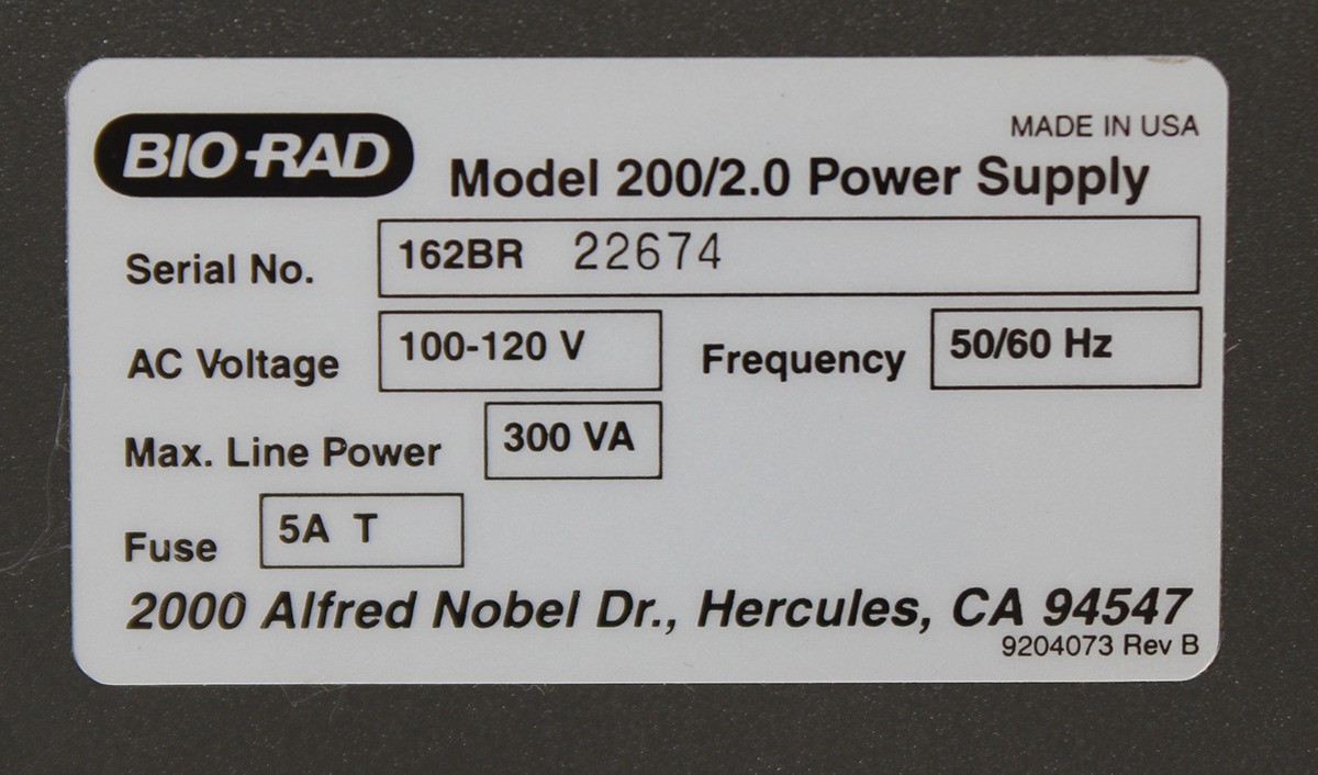 Bio-Rad Model 200/2.0 Electrophoresis Power Supply -Fully Tested!-