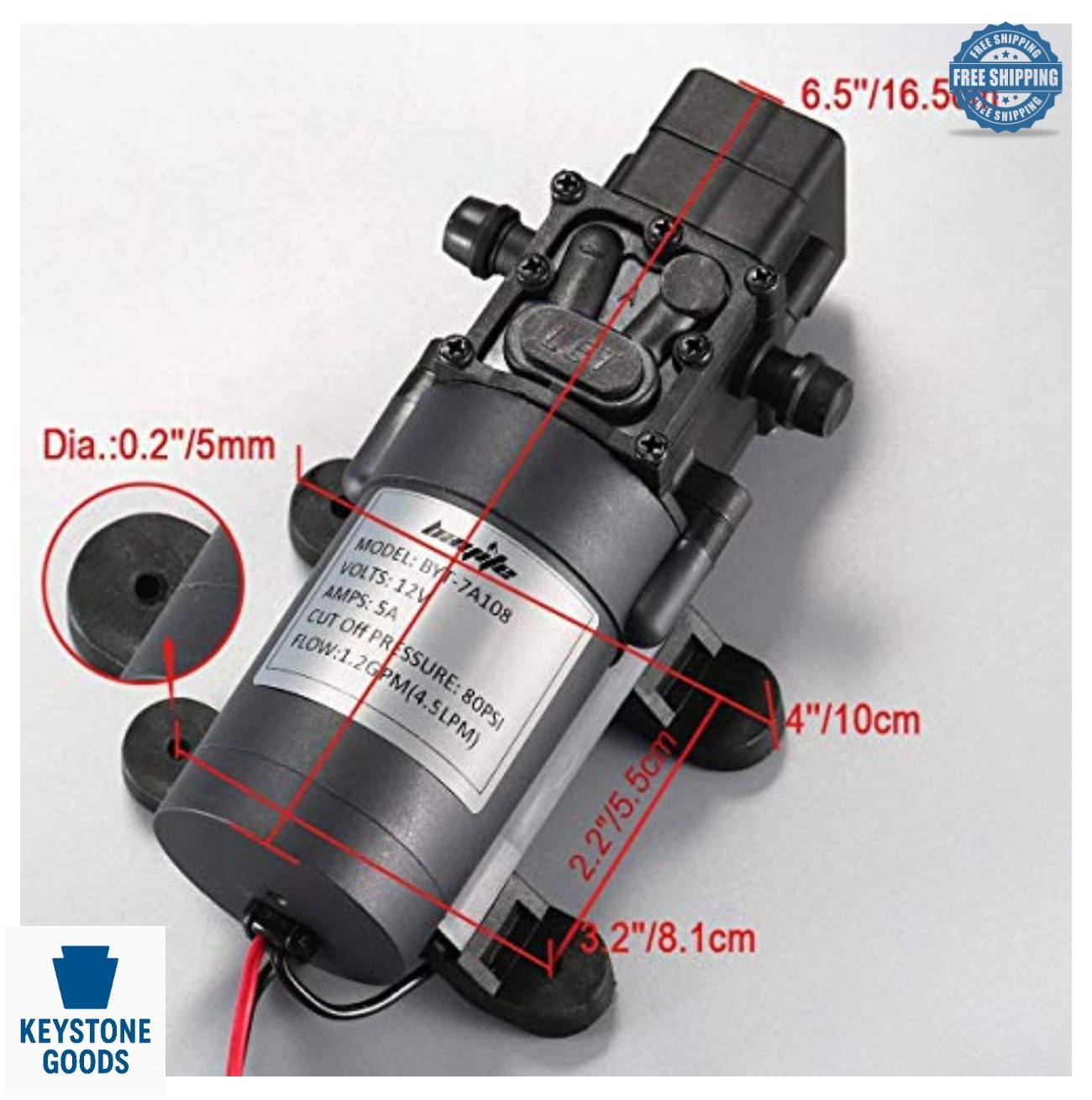 12V DC Diaphragm Pump Self Priming 80 PSI 1.2 GPM Sprayer Marine Boat ATV