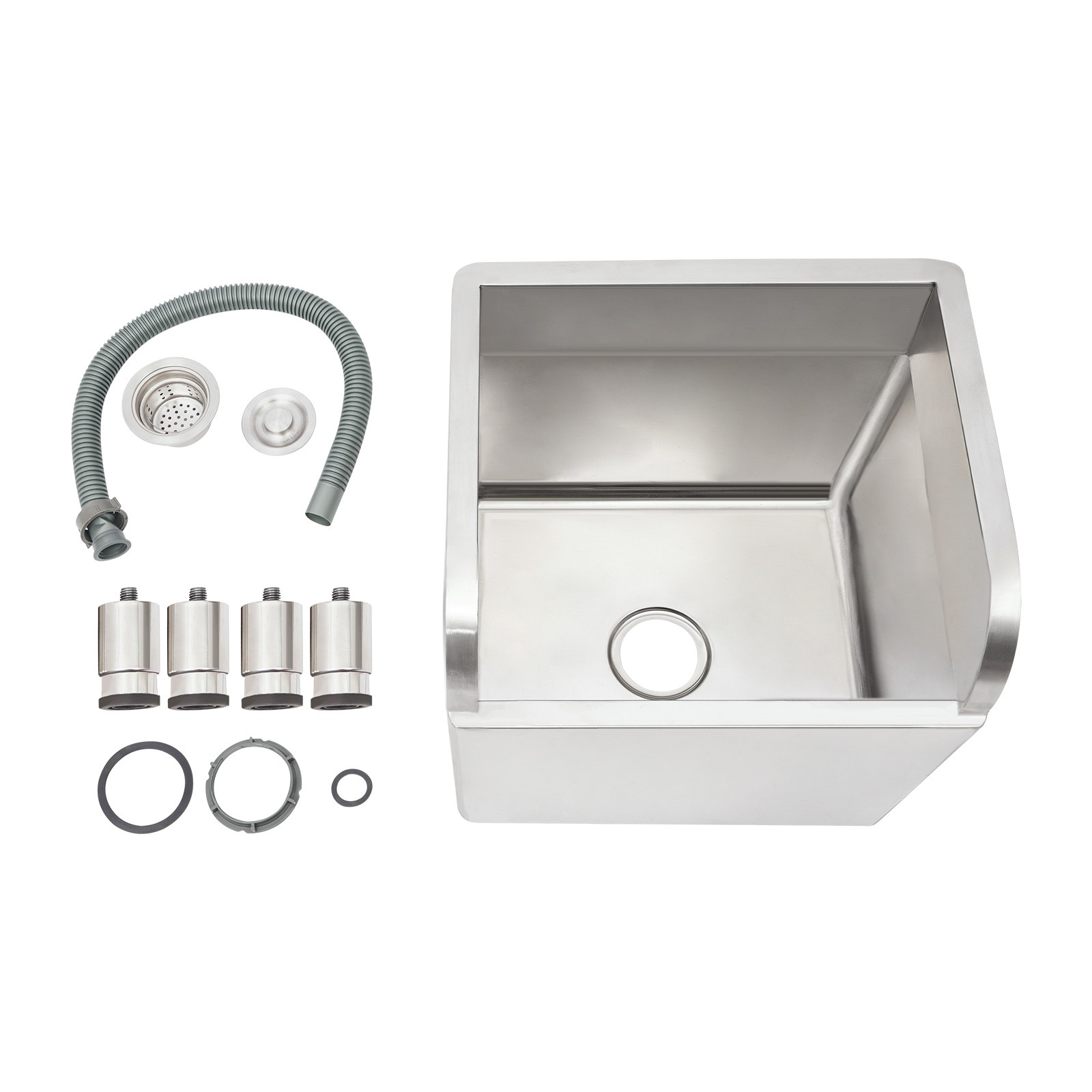 Stainless Steel Mop Service Basin, Floor Mount Mop Sink 17.72*16.14*19.69 in
