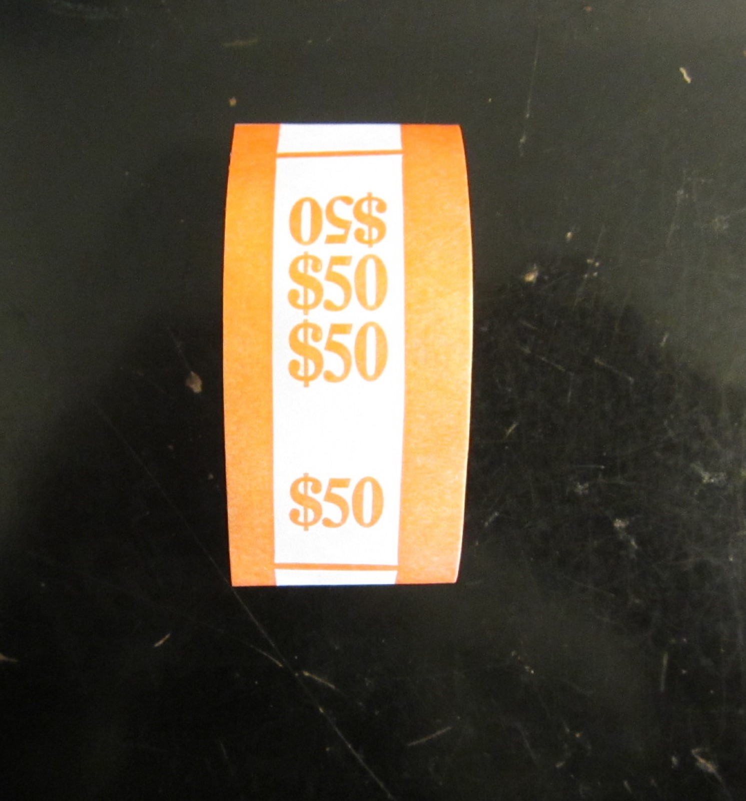100 SELF SEALING ORANGE $50 CURRENCY STRAPS MONEY BILL BANDS $50 PMC BRAND STRAP