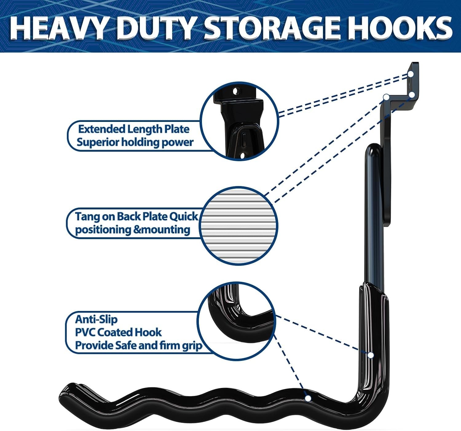 14PC Heavy Duty Slatwall Hooks – Multi-Size Hangers & Extension Cord Organizer