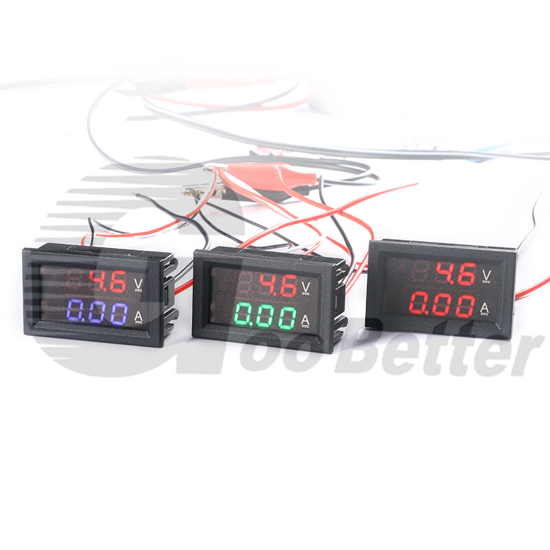 5-Wire DC Voltmeter Ammeter Panel Mount Amp Meter Red-Green Red-Blue Digital LED