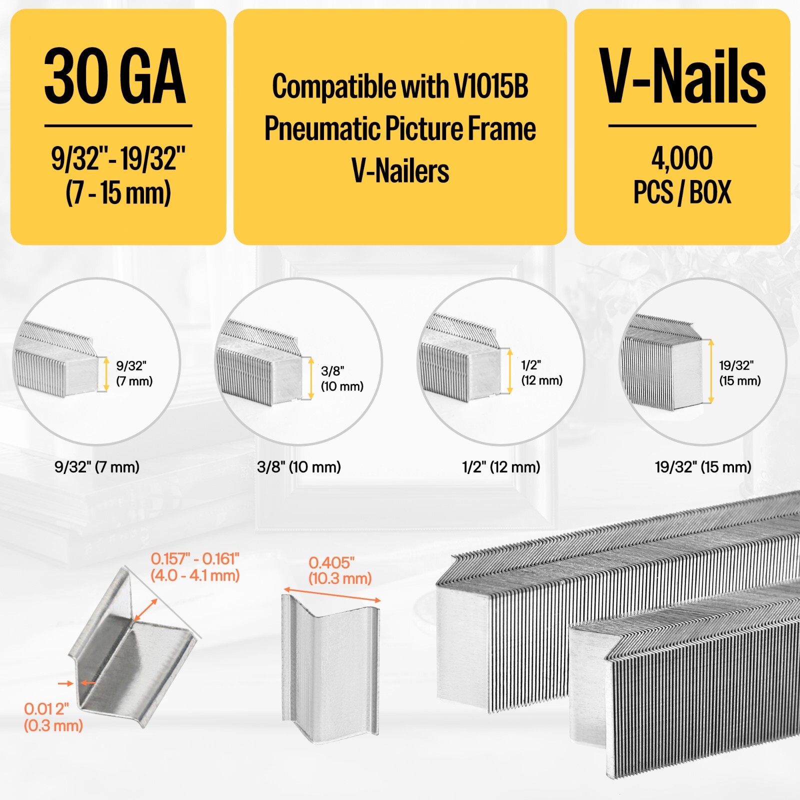 Meite Hardwood Type V-Nails Wedge For V1015B Photo Frame Tool 3/8″ 1/2″ 4000 PCS
