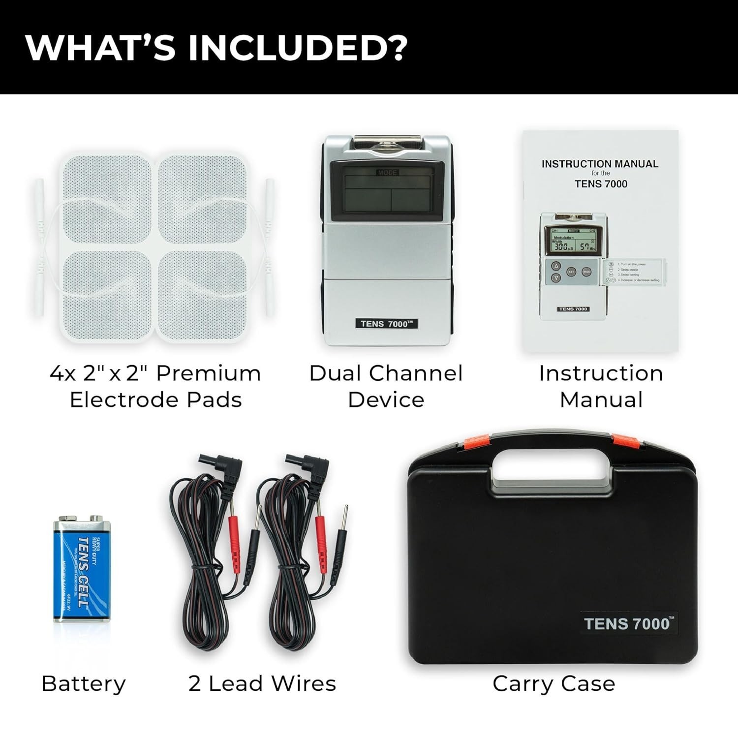 TENS 7000 Digital TENS Unit with Accessories – TENS Unit Muscle Stimulator for B