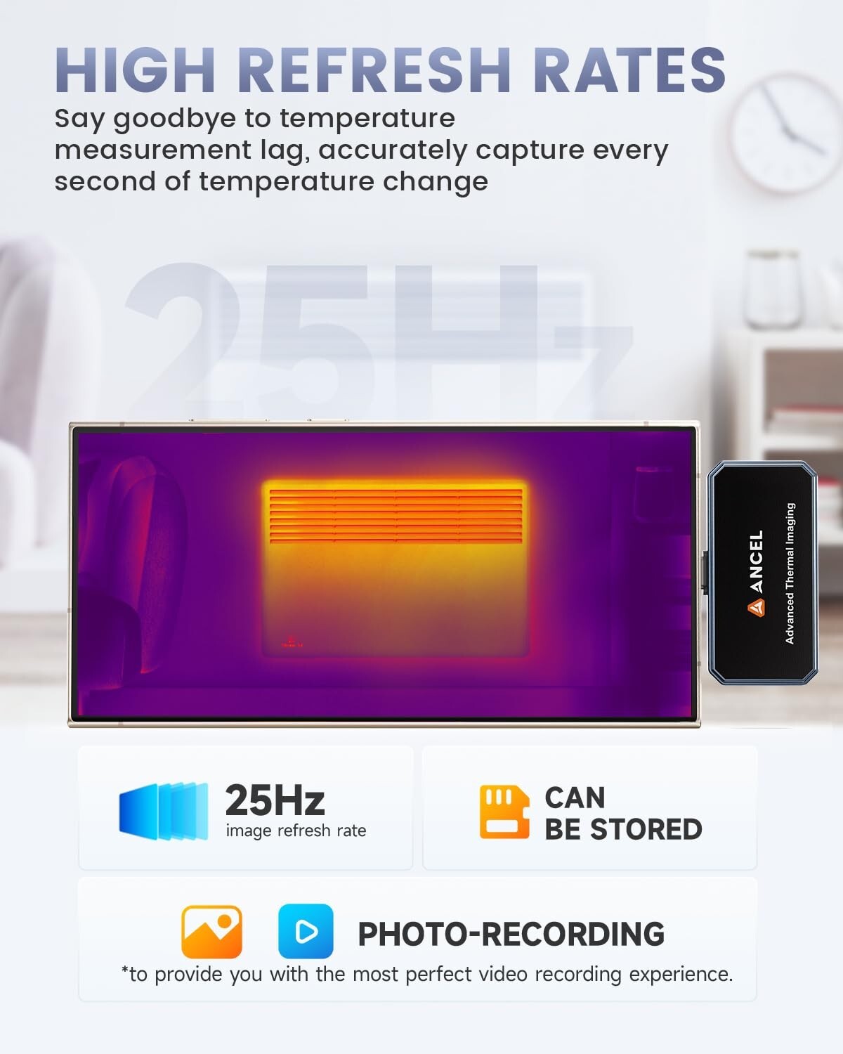 ANCEL Thermal Imaging Camera for IOS 256×192 IR Resolution 25Hz Refresh Rate