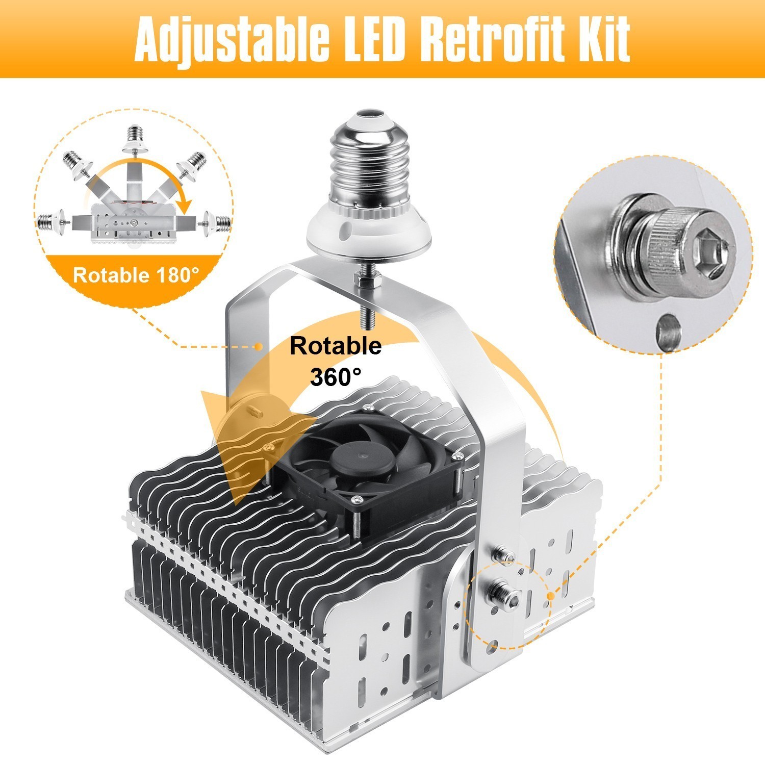 150 Watt Parking Lot Road Post Light LED Shoebox Retrofit Kit 600W MH/HPS Eqival
