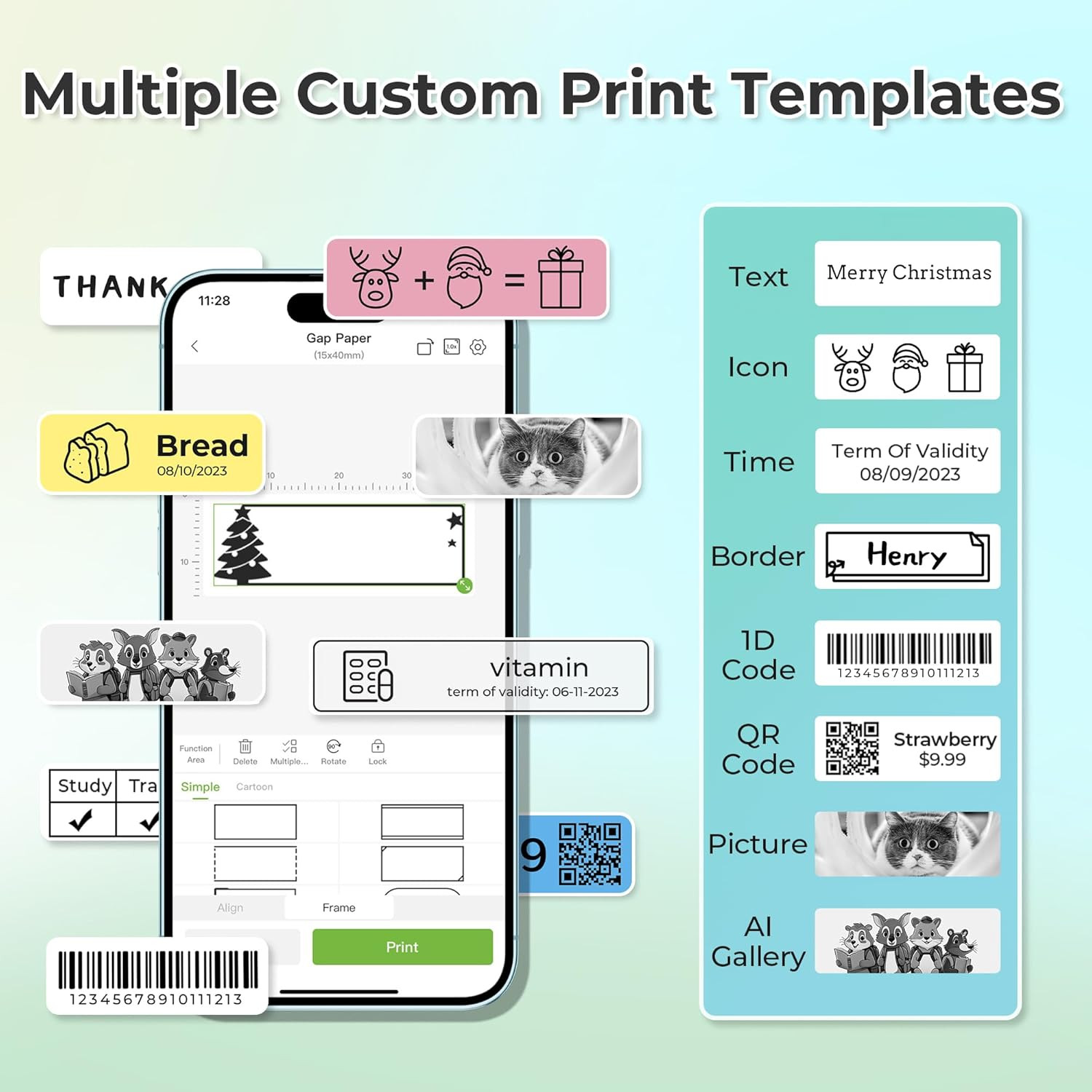 P21 Label Maker Machine with Tape, Bluetooth Label Printer, White | Creative App