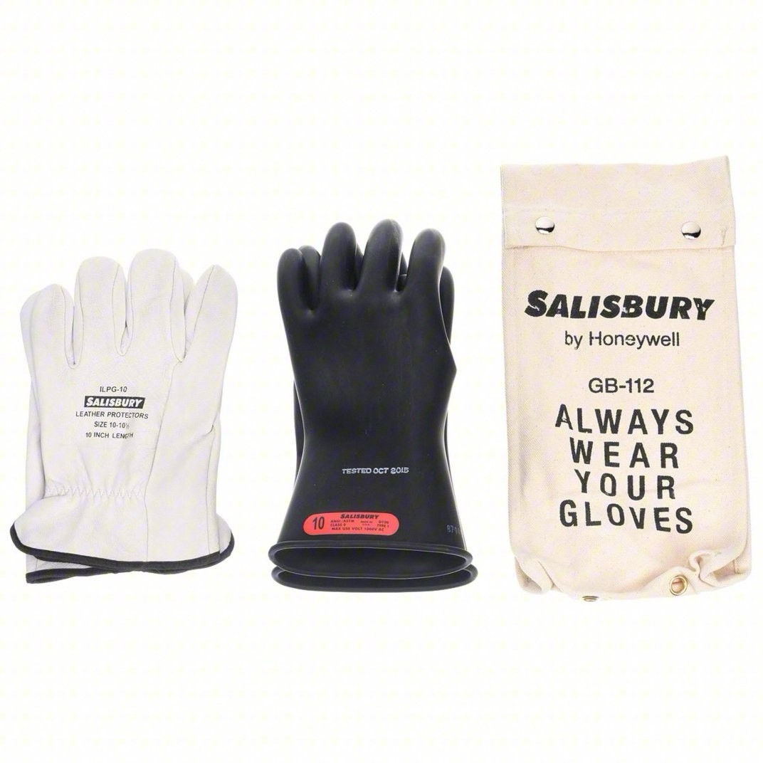 SALISBURY GK011B/10H Electrical Glove Kit: 1000V AC / 1500V DC, 10H size, 11″ L