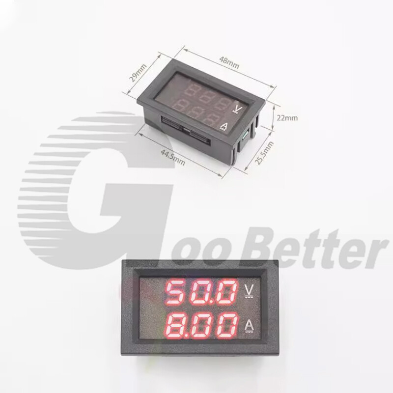 5-Wire DC Voltmeter Ammeter Panel Mount Amp Meter Red-Green Red-Blue Digital LED