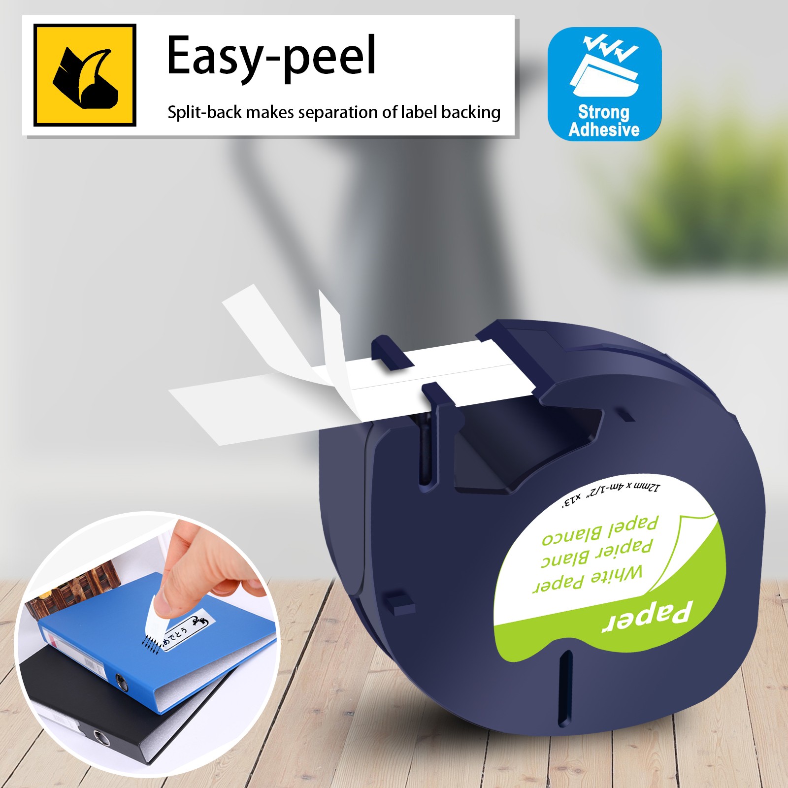12mm 1/2″ X 4m 13 ft Black on White 91330 Label Tape For DYMO LetraTag LT-100T