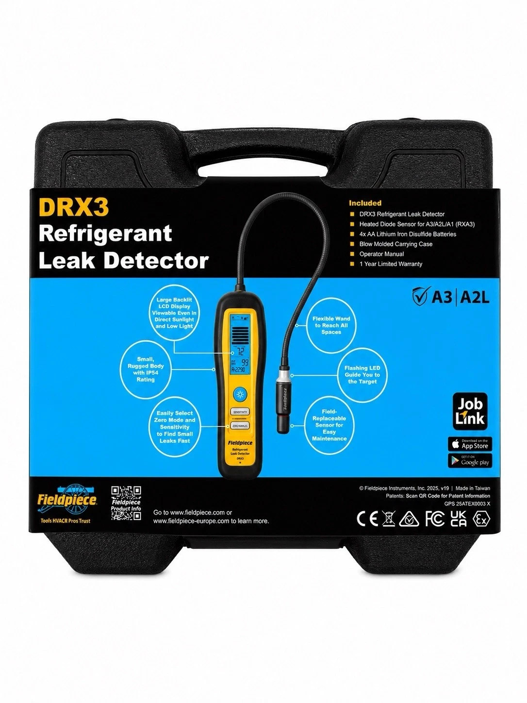 Fieldpiece DRX3 All-in-One Digital Refrigerant Combustible Gas Leak Detector A2L