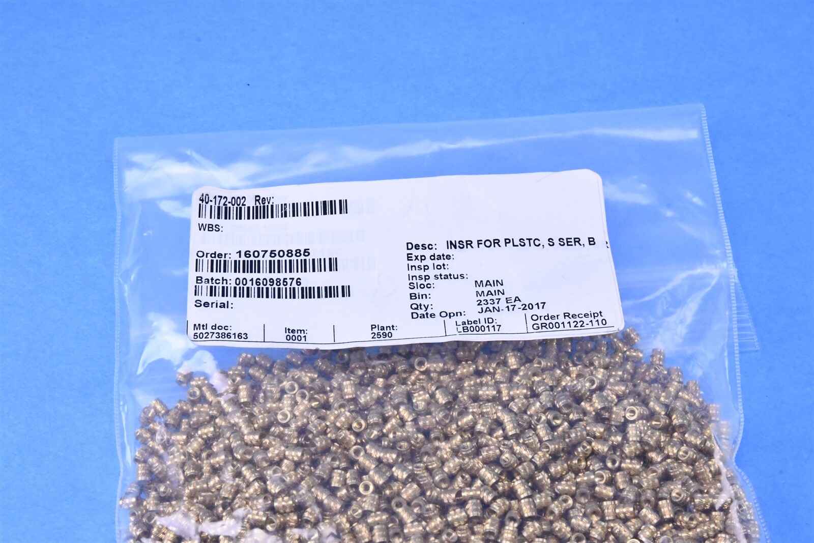 100 McMaster-Carr SS Heat-Set Insert Fastener for Plastic Standard Brass 1-64