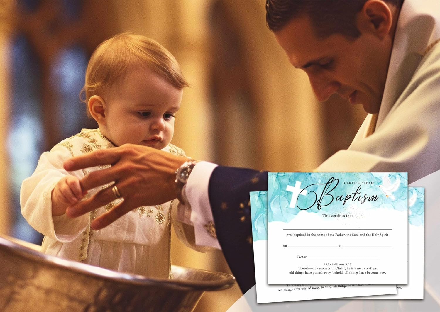 Baptism Certificates for Church, Minimalist Baby Dedication Certificates with Ba