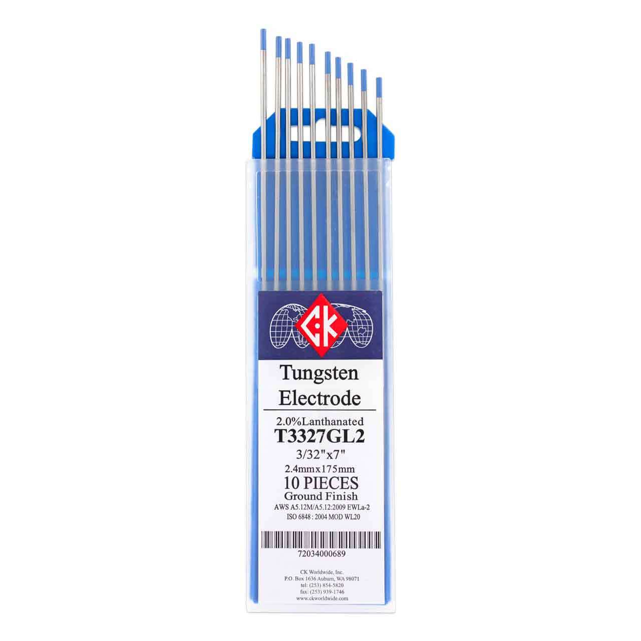 CK T3327GL2 2% Lanthanated Tungsten Electrode 3/32″ X 7″ 10 pack