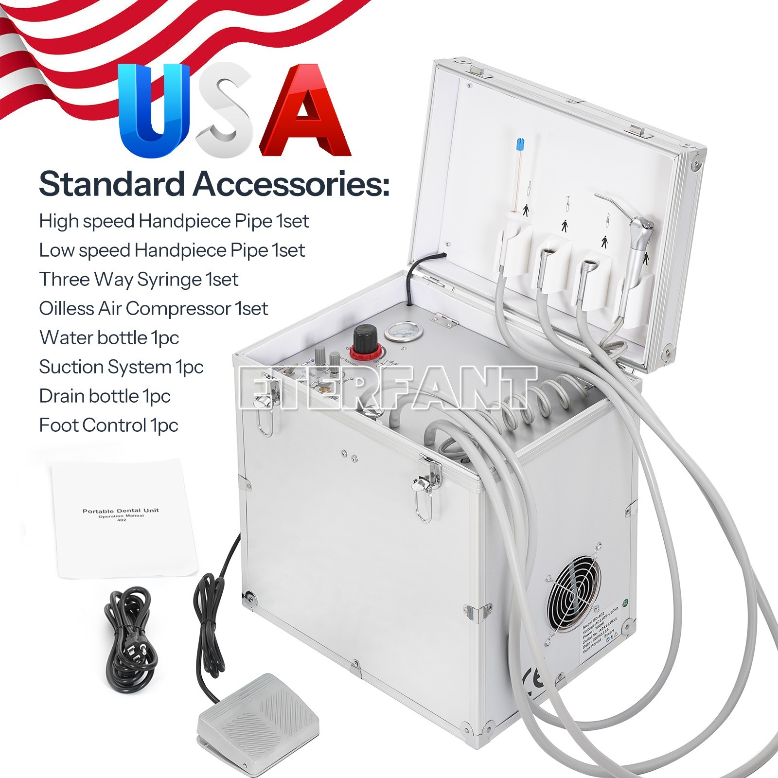 Dental Unit System/Mobile Delivery Cart Treatment/Air Compressor Suction System